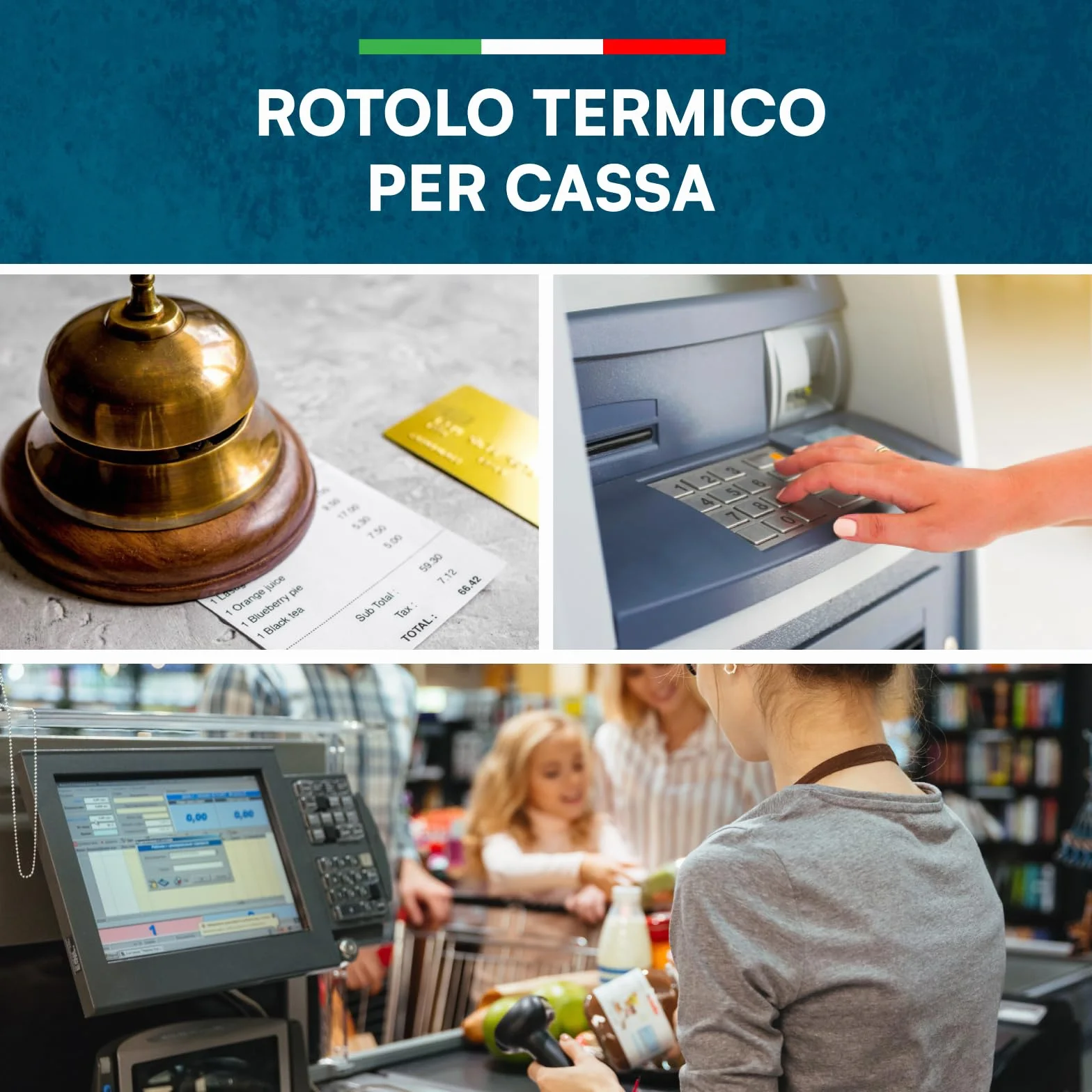 Rotoli Termici per Registratori di Cassa - 20 Rotolini di Carta Termica Omologata 80mm x 80m Universale di Alta Qualità con Diametro 70mm Senza BPA - Compatibili con Nexi Axerve Ingenico