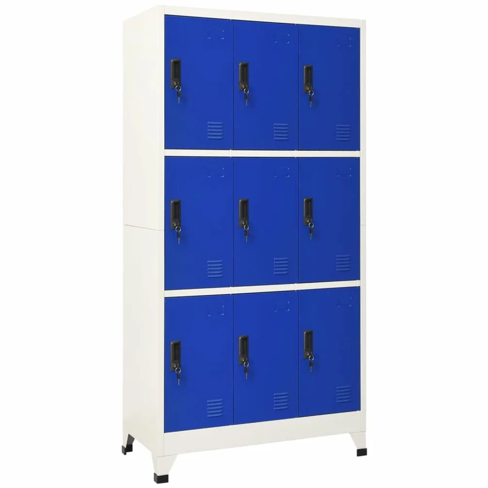 vidaXL Armadietto con Serratura Grigio e Blu 90x45x180cm Acciaio