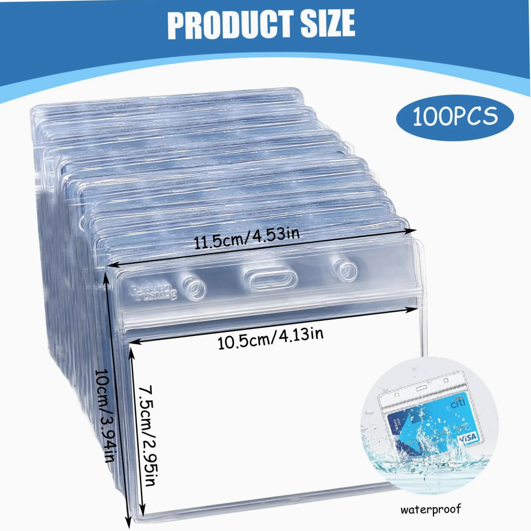 Portabadge orizzontale, portabadge trasparente da 100 pezzi da 4x3 pollici, targhetta con nome in plastica, senza custodia con cerniera per un caricamento facile e veloce degli inserti delle cart..