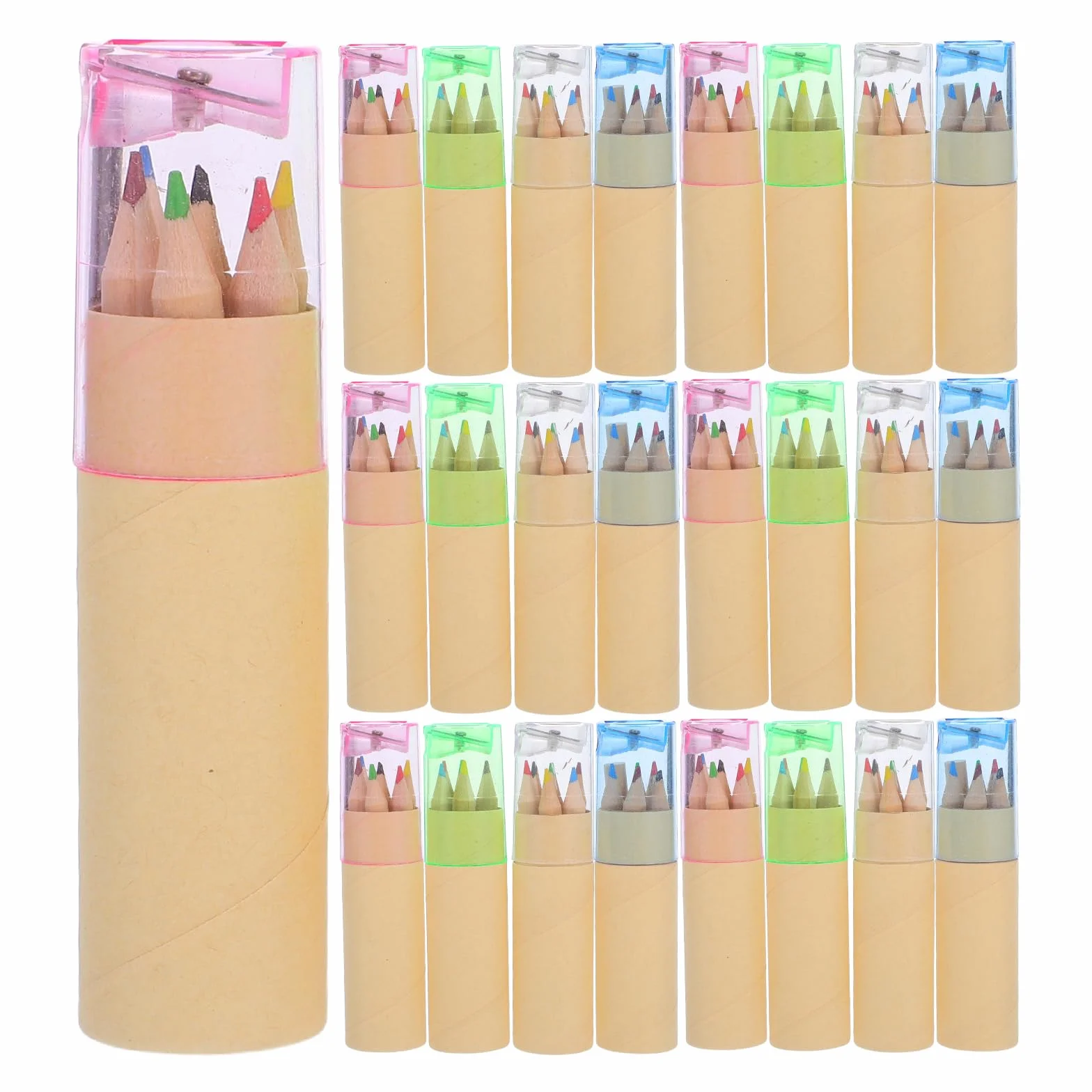 Set 32 Matite Colorate Confezione Compatta e Organizzata Mini in Legno con Temperamatite Portatile, Colore Assortito, Adatto per Disegno e Pittura per Bambini e Adulti