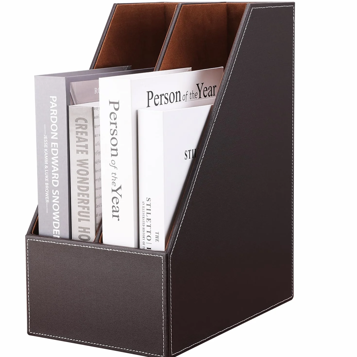 KINGFOM Portariviste A4 in pelle (Marrone, 2 Slot)