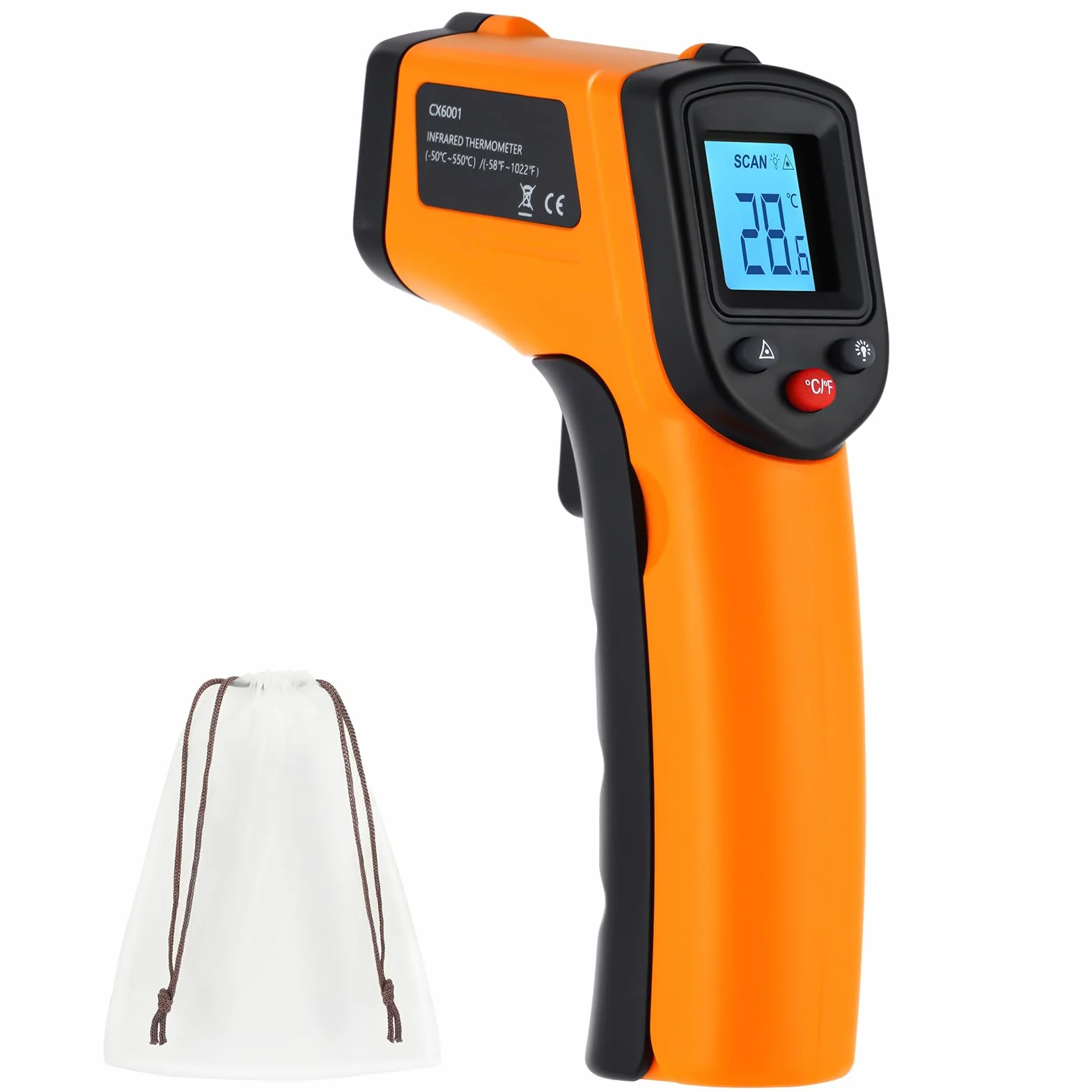 Termometro a Infrarossi -50°C ~ 550°C Pistola Termica Digitale Laser Senza Contatto Display LCD