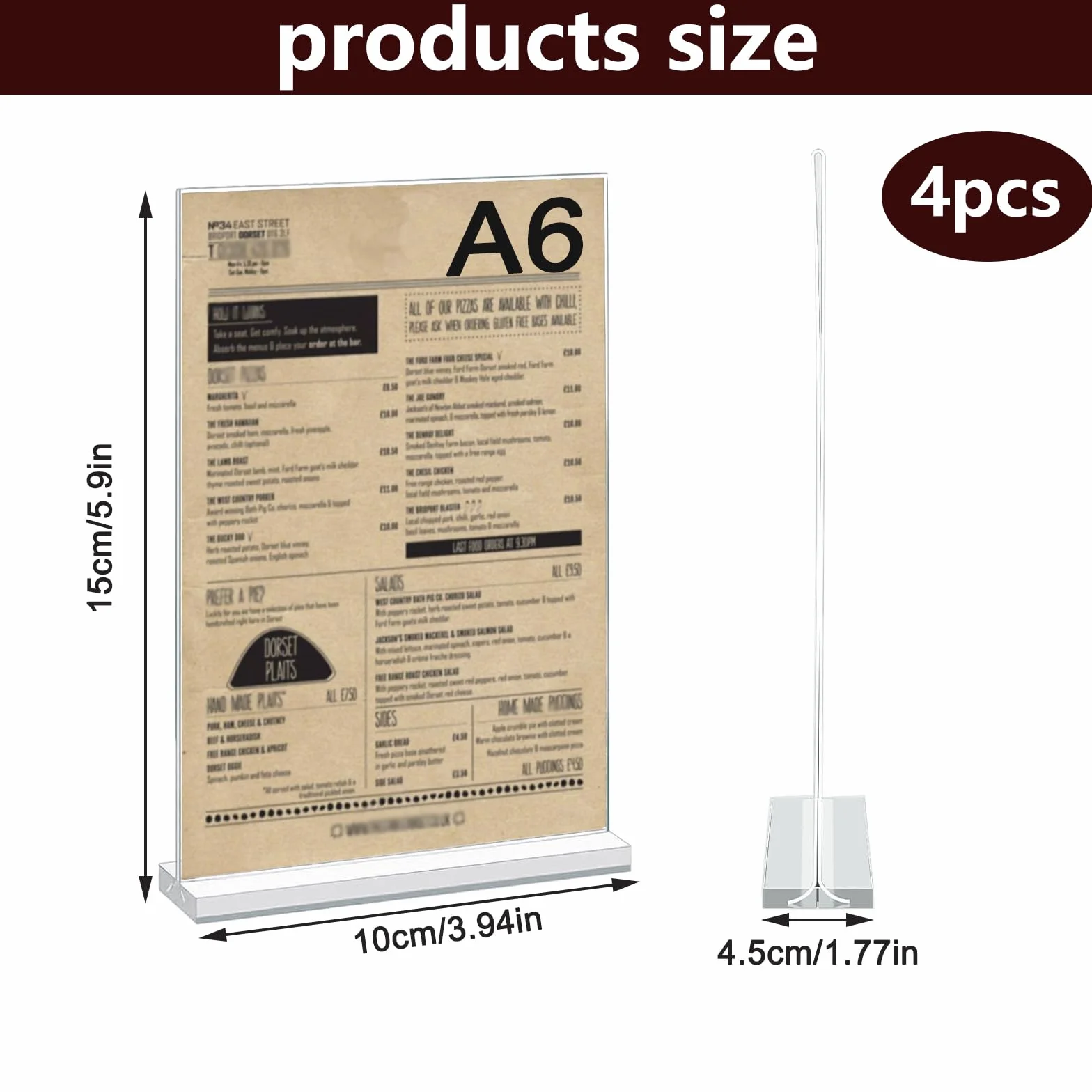 Espositore da Tavolo in Acrilico A6, Porta Menu Trasparente per Ristoranti Ufficio Menu Foto
