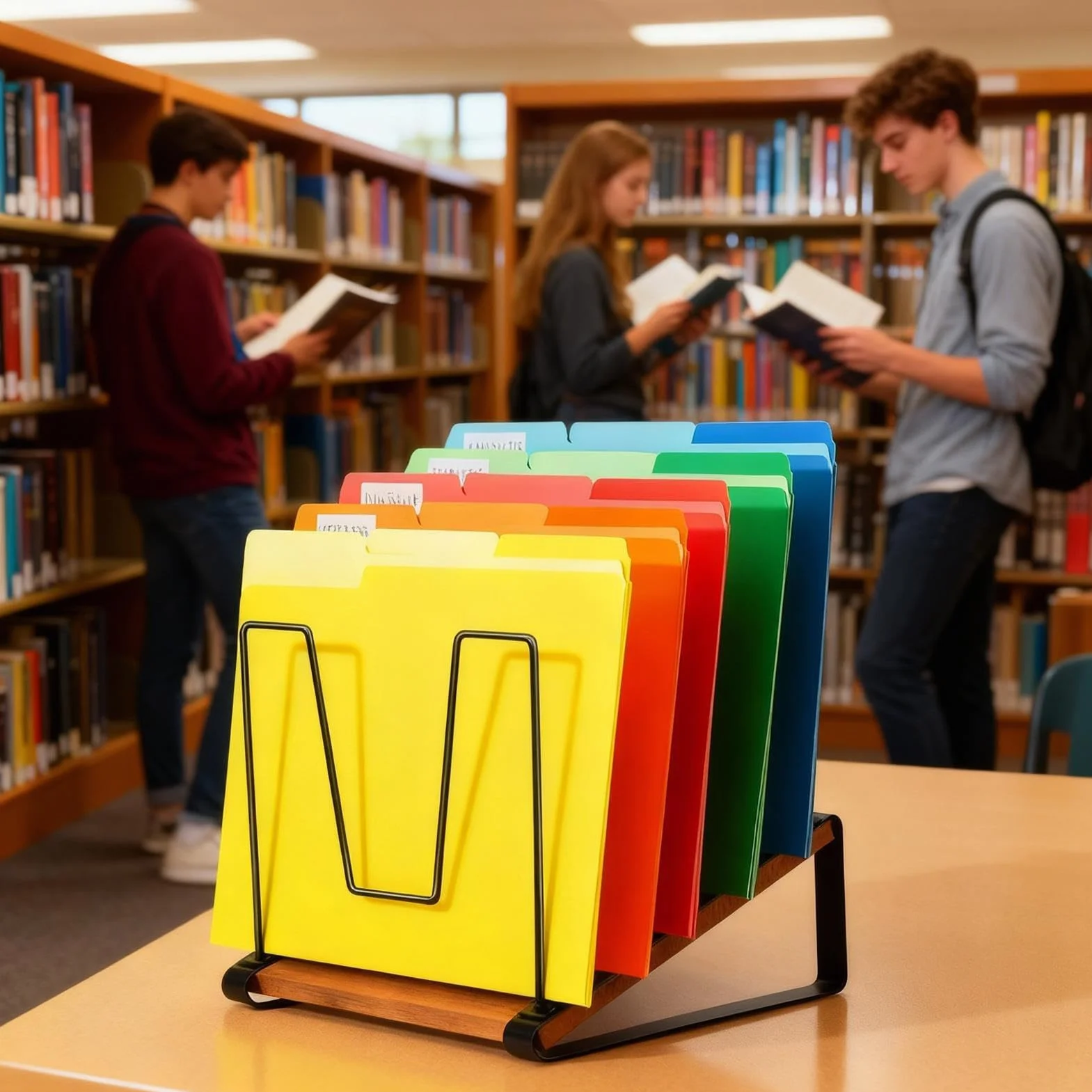 Cartella inclinata da scrivania – Portadocumenti a più livelli e rack da scrivania con scomparti di facile accesso, ideale per studenti, insegnanti, casa, ufficio, scuola e sala studio