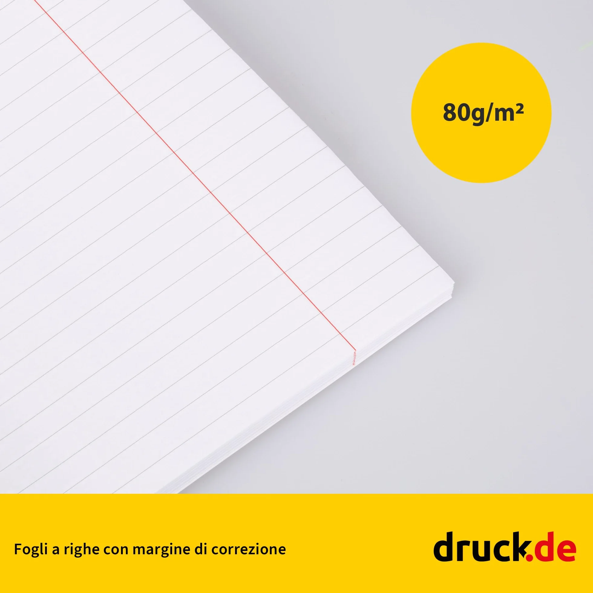 Duo - Blocco universitario misto, 20 pezzi, formato DIN A4, 40/40, a quadretti, 80 g, carta volumizzante, forata e perforata, rilegatura a spirale bianca, con bordo di correzione, blocco note (20