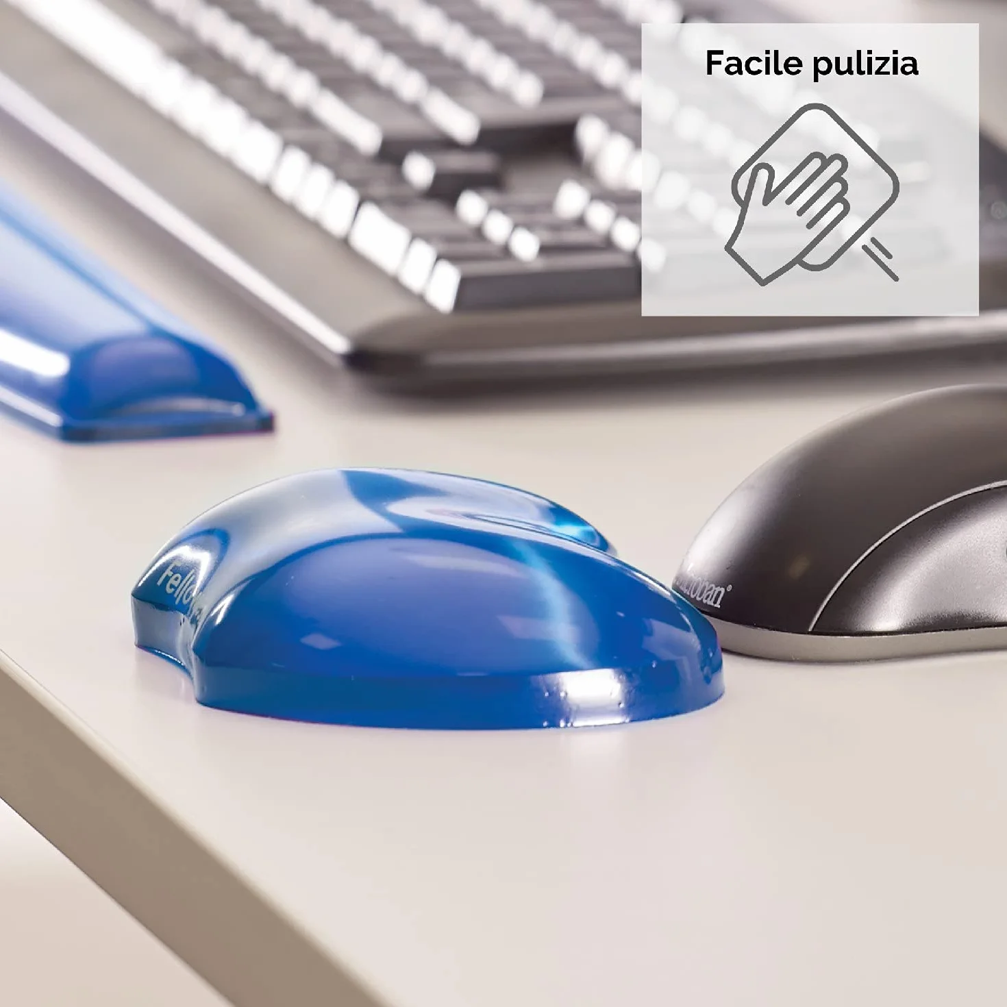 Fellowes Pad Poggiapolsi Crystals Gel Blu 91177-72