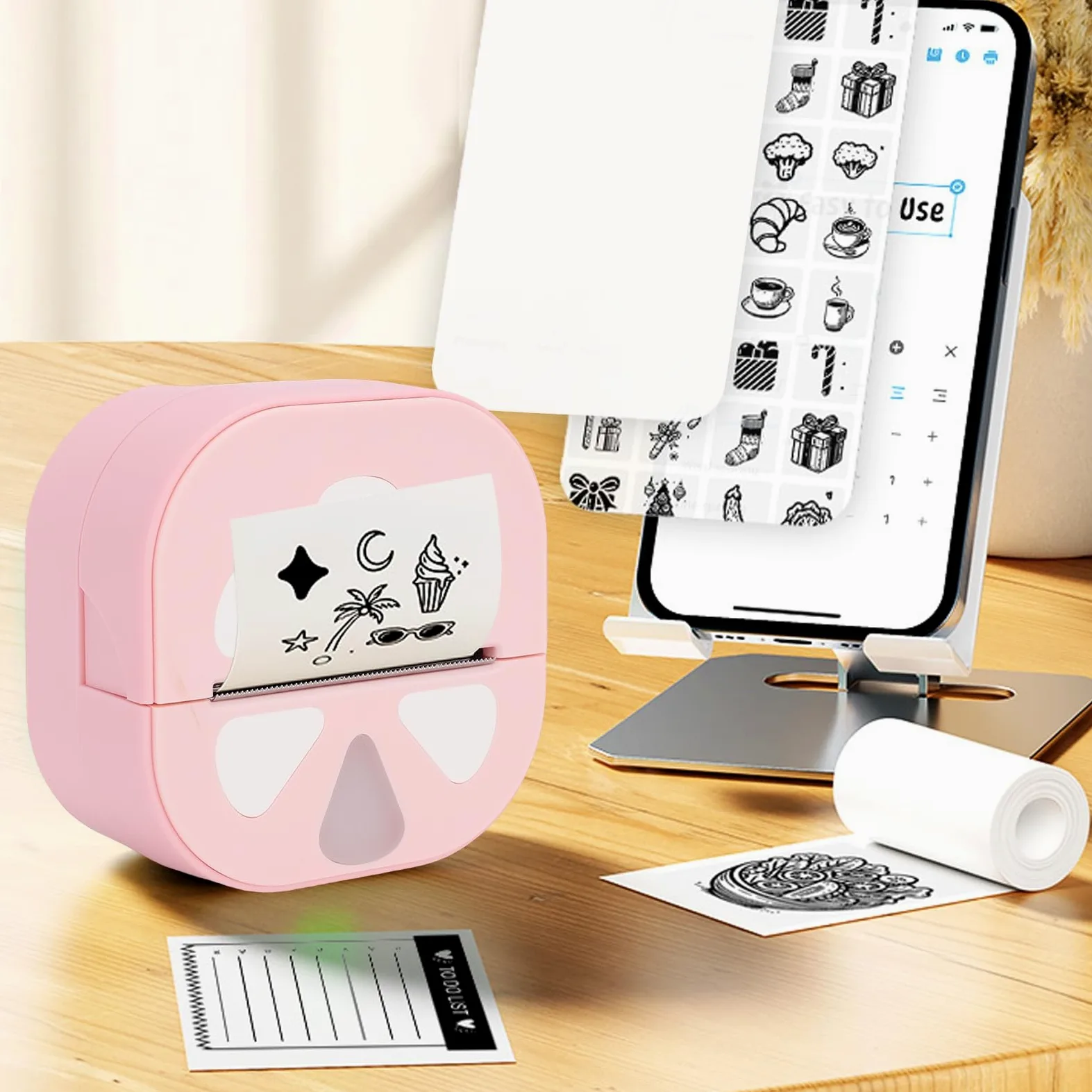 Mini Stampante per Adesivi, Etichettatrice Termica Portatile con App di Stampa, per Casa, Ufficio, Scuola, Regalo di Natale, Bambini e Donne