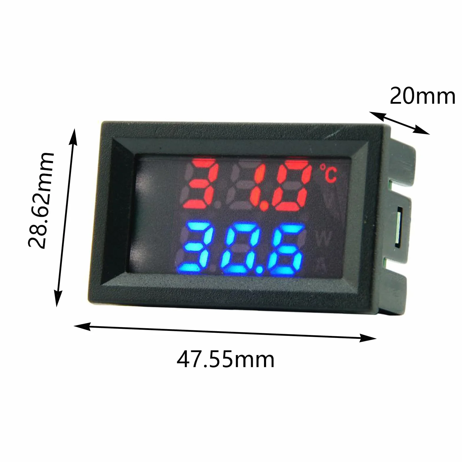 Termometro Digitale Doppio Display 4~30V Alimentazione Diretta Impermeabile Sensore di Temperatura Metallo Rosso Argento Blu