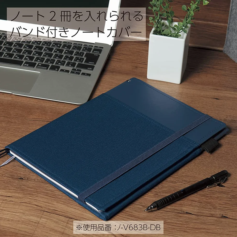 Kokuyo Co., Ltd. Taccuino con anelli sistemici, formato A5, in pelle, colore blu navy, a righe, 50 fogli, Bruno -V685B-DB