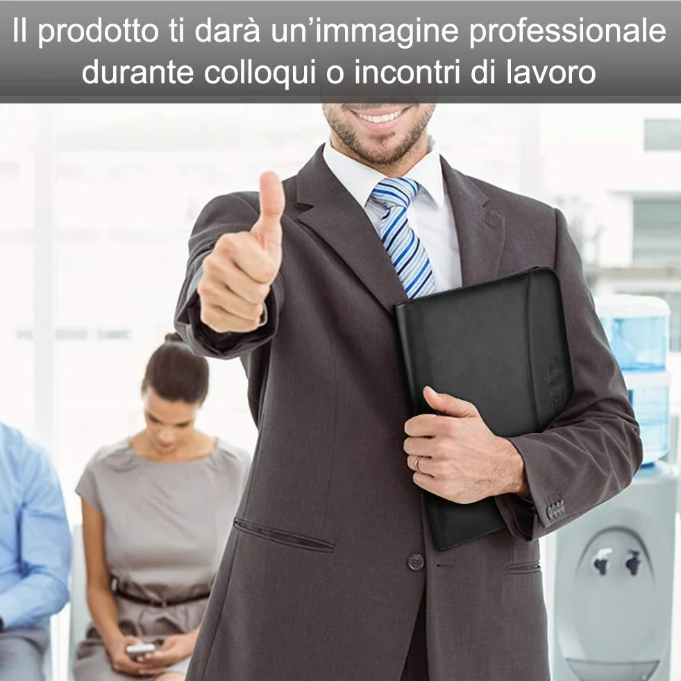 LOETAD Cartella Portadocumenti A4 Pelle Portablocchi Organizer per Intervista Viaggi Riunioni