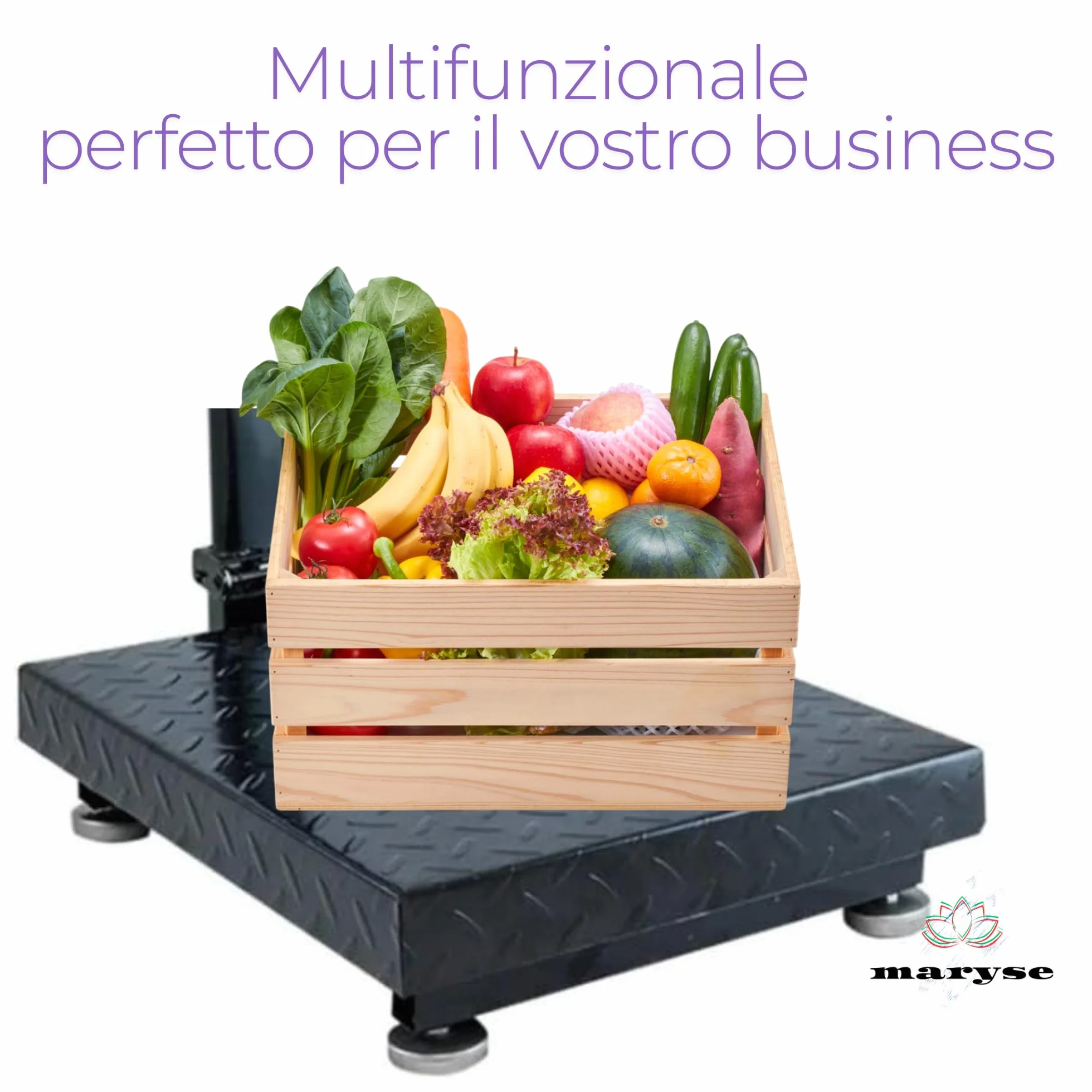 Maryse Bilancia Digitale a Piattaforma 300 kg Professionale Precisione 0,1 kg Pieghevole Batteria Ricaricabile