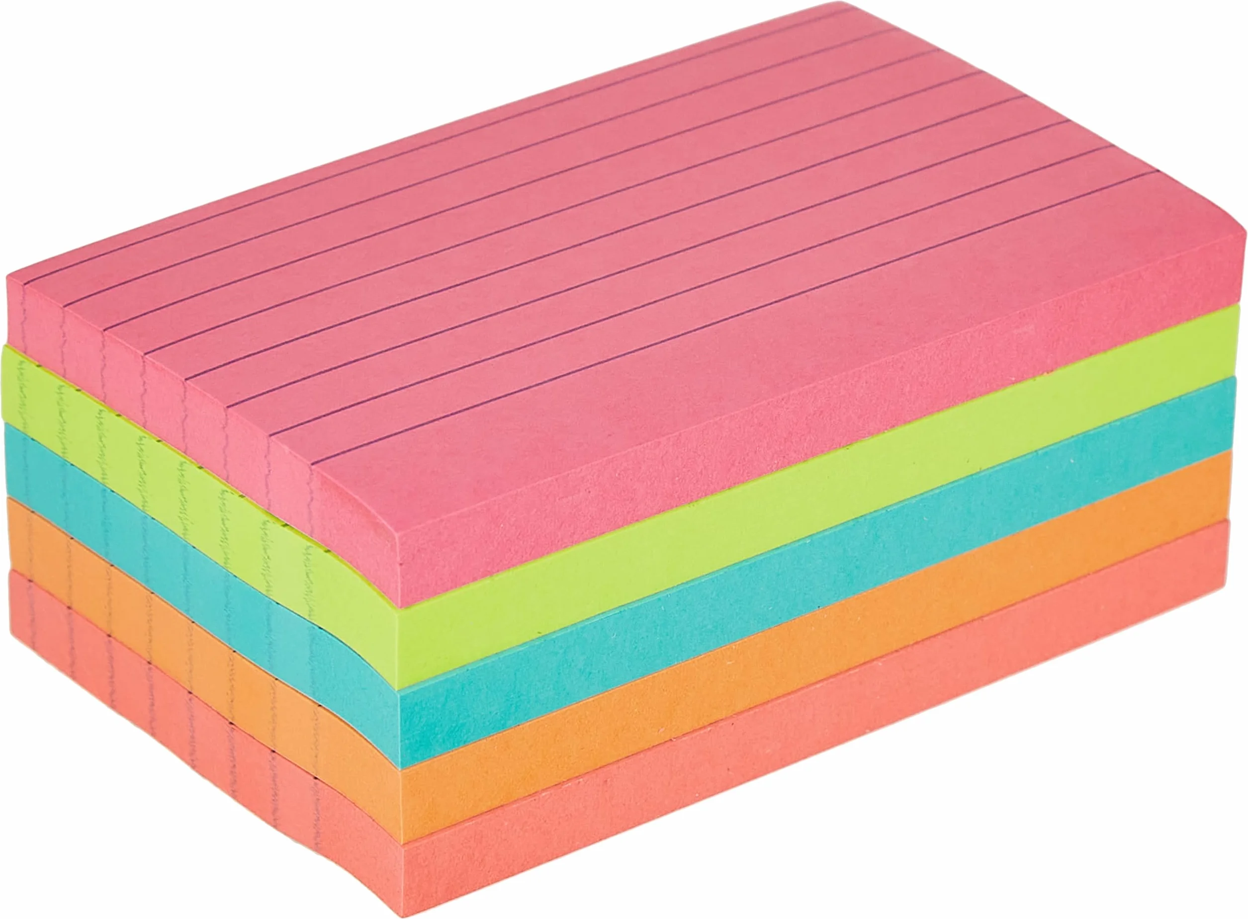 Post-It Colori Assortiti a Righe 76 mm x 127 mm 100 Fogli 5 Blocchetti