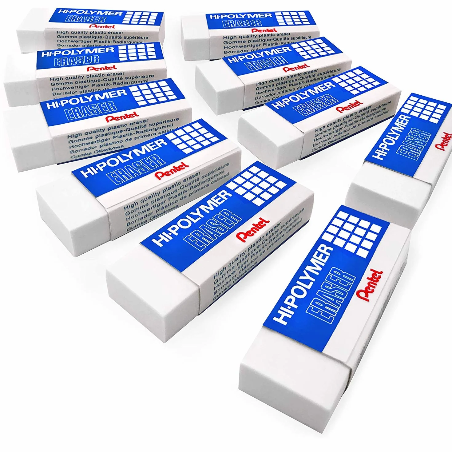 Pentel Hi-Polymer Jumbo gomma di plastica Gomme Bianco Confezione da 10