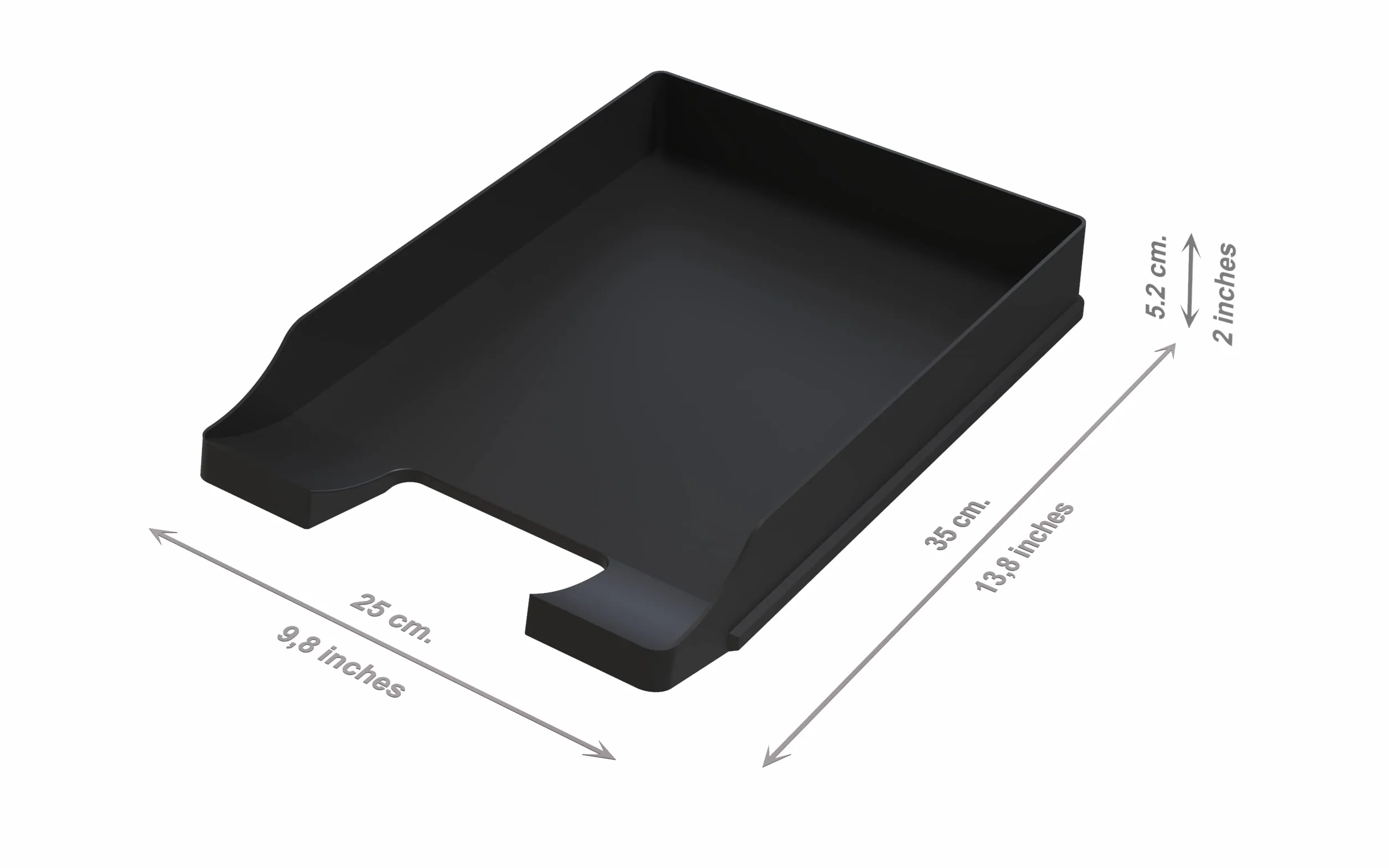 Set di 20x Vassoi portadocumenti A4+ nero - Organizzatore da scrivania impilabile - Vassoio in plastica per ufficio - Portacarte - Cestini per la corrispondenza - 35x25x5,2 cm
