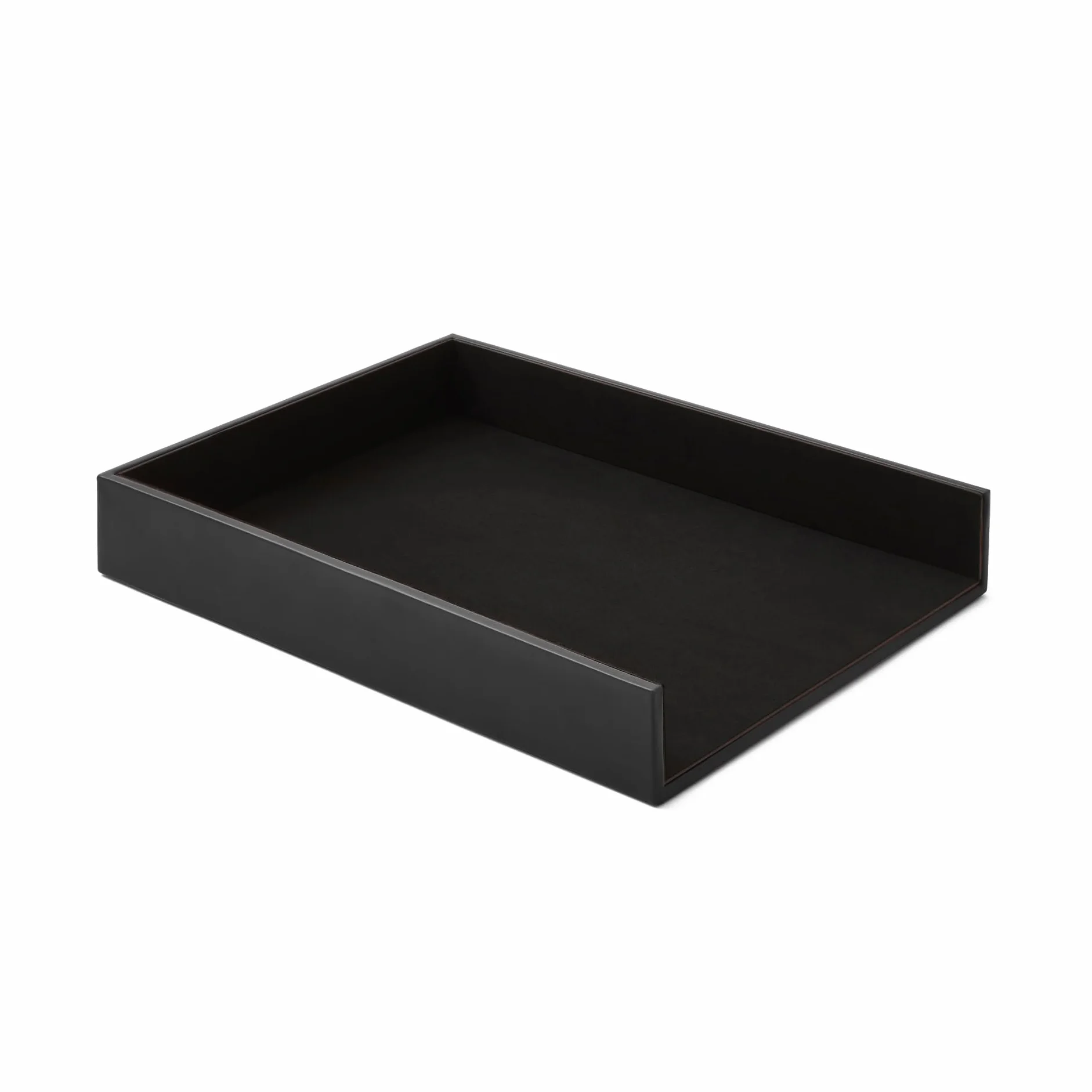 Eglooh - Minerva - Porta Documenti Ufficio Scrivania in Cuoio Nero - Vaschetta Portadocumenti Formato A4, Portalettere - cm 32 x 24,2 x H.5 - Interamente Made in Italy