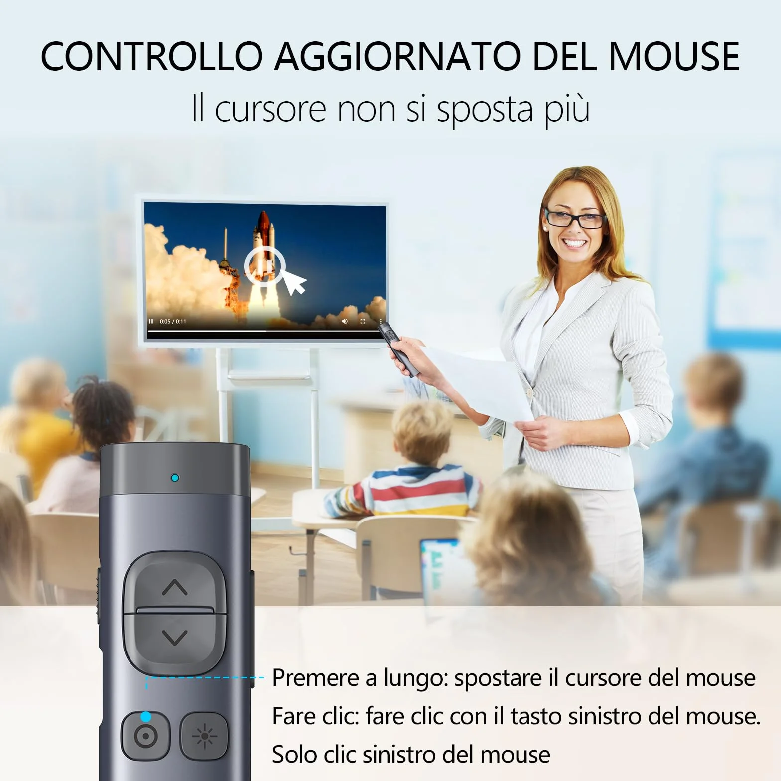 Norwii N97s - Clicker per presentazioni PowerPoint, PowerPoint Clicker, Presentazione Rremota, Bluetooth Wireless Presenter, Puntatore digitale per schermo TV