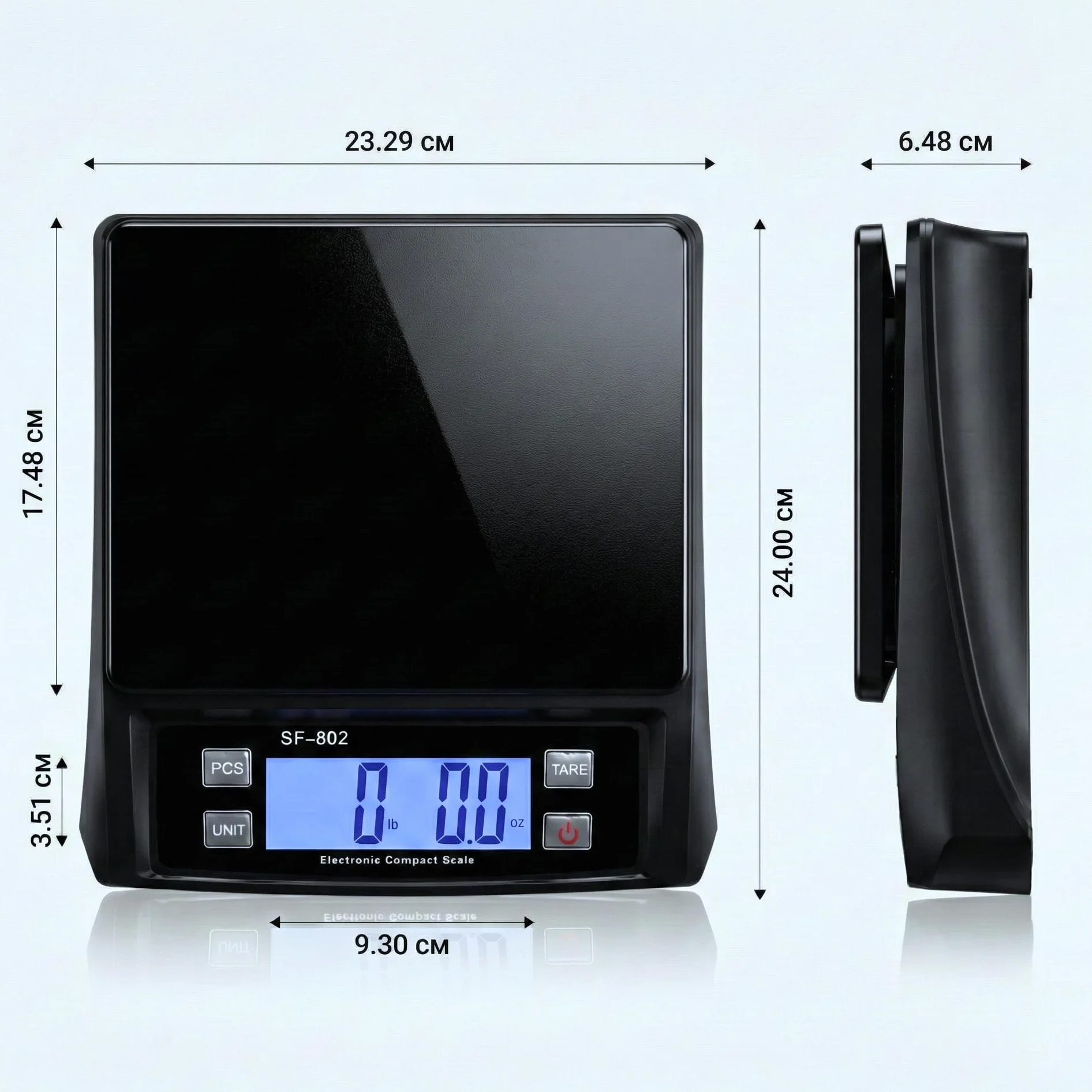 Eosphorus Bilancia Pesapacchi Digitale fino a 30kg, Bilancia Postale di Precisione per Spedizioni e Pacchi, Display LCD, Funzione Tara e Hold, Unità kg/lb, Alimentatore Incluso e Batterie