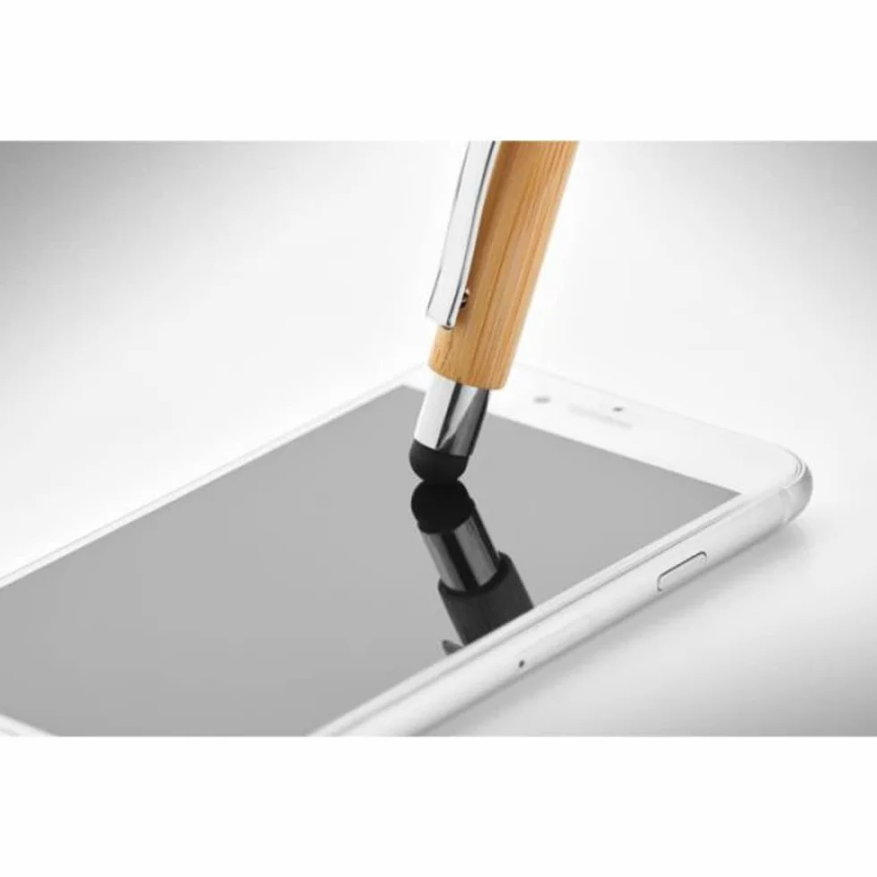 Penna a scatto in bamboo inchiostro nero con touch screen e scatola in legno personalizzati con incisione laser Top Tie