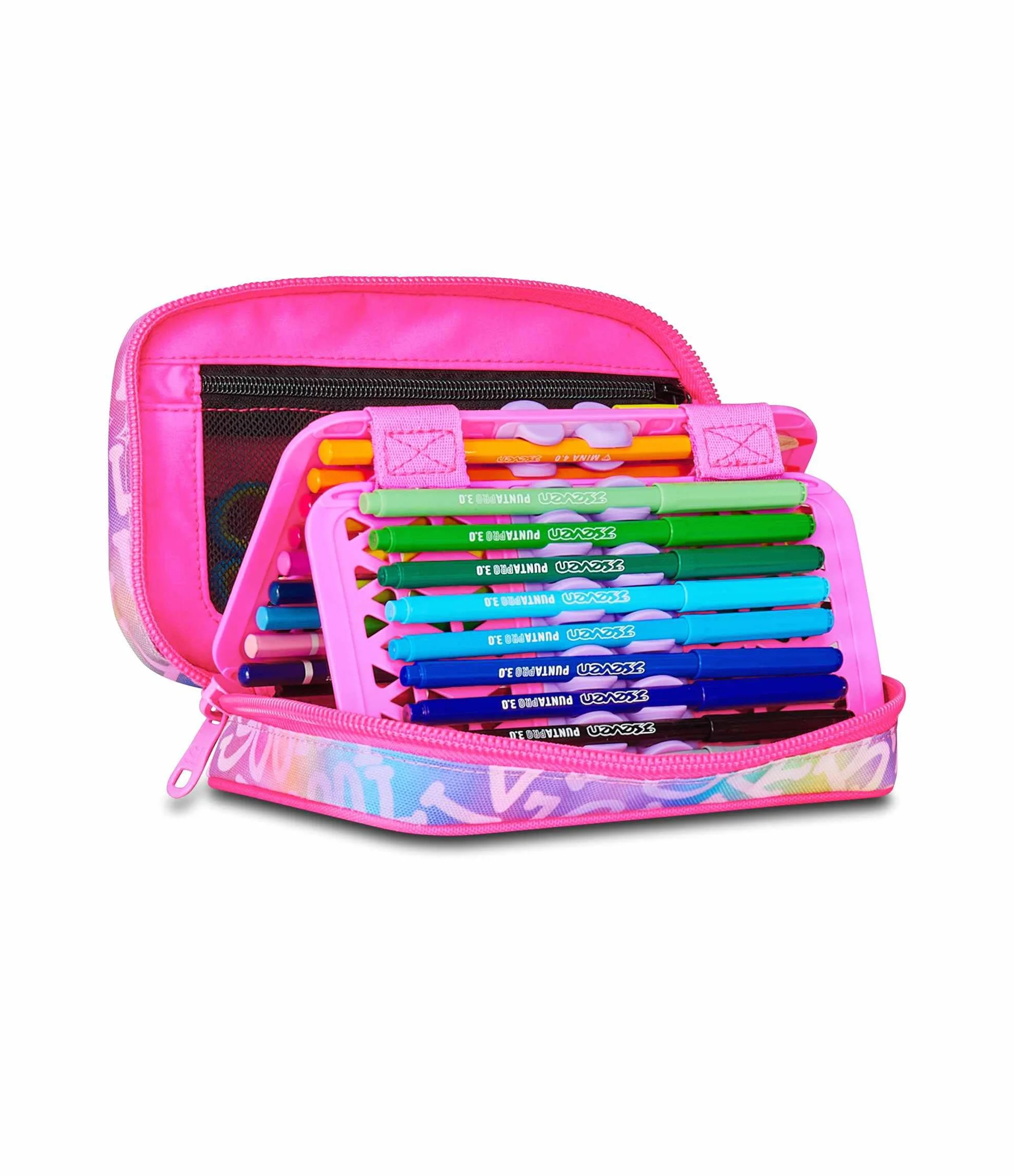 SJ GANG STYLE JAM GANG Astuccio Scuola Speed Pad, Rosa, Portapenne Mono Scomparto con Plance Amovibili, Completo Di Penne, Matite, Colori, Accessori Zaino, Scuola Elementare, Bambina