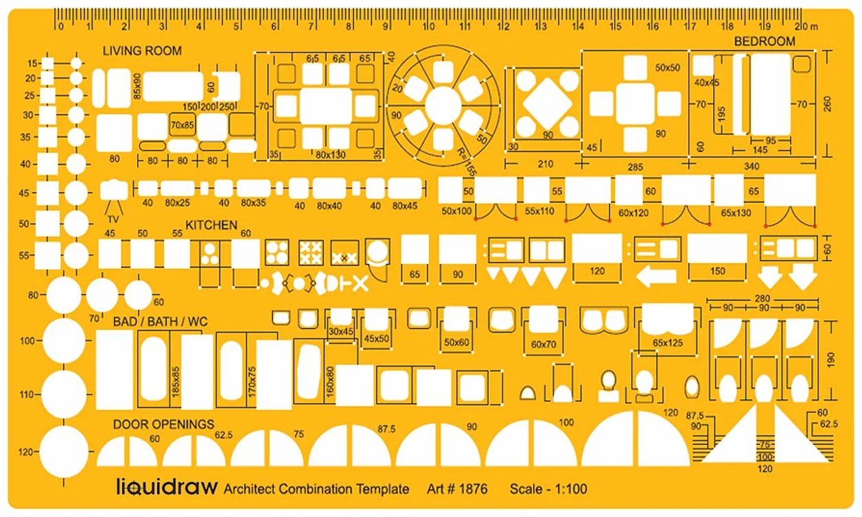 Liquidraw Scala 1:100 Architettonica Righello Stencil Disegno Forniture Tecniche Architettura