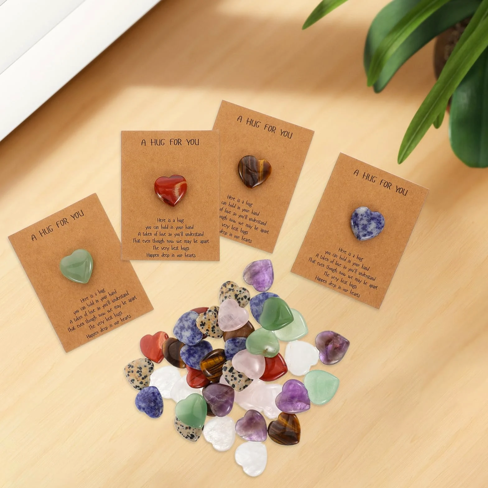 40 Set Biglietti di Auguri a Forma di Cuore con Pietre Naturali per Festa degli Innamorati e Compleanni, Design Fresco ed Elegante, per Decorazioni e Progetti DIY