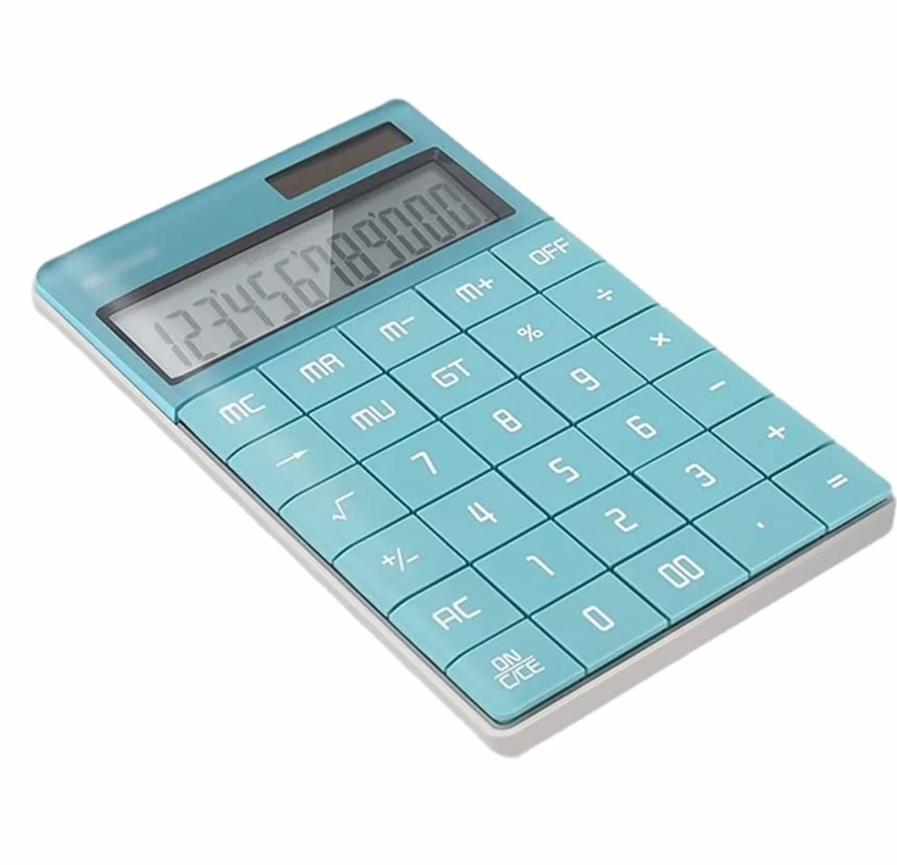 Calcolatrice per Ufficio Calcolatrice Elettronica con Display A 12 Cifre, Funzione Standard, Alimentata A Energia Solare E A Batteria A Bottone Scuola(Blue)