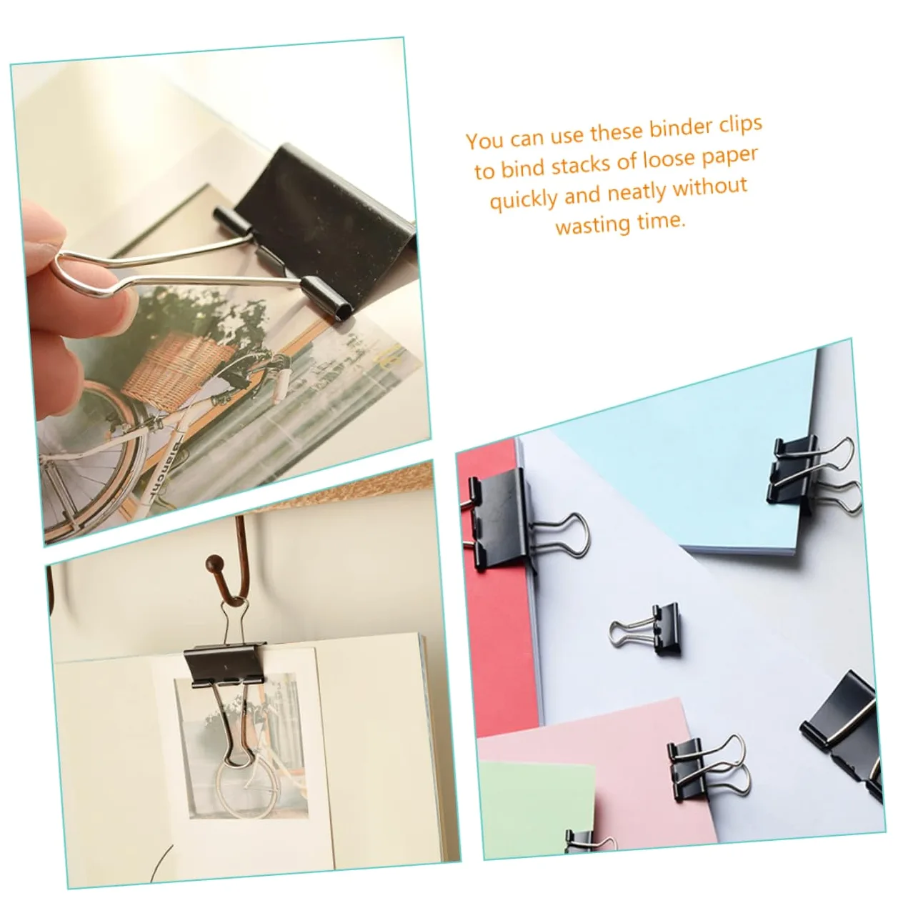 Binder Clips For Paper 51mm Neri in Ferro 36 Pezzi | School Supplies, Paper Clamps per Documenti, Decorazioni Scuola per Aula e Ufficio
