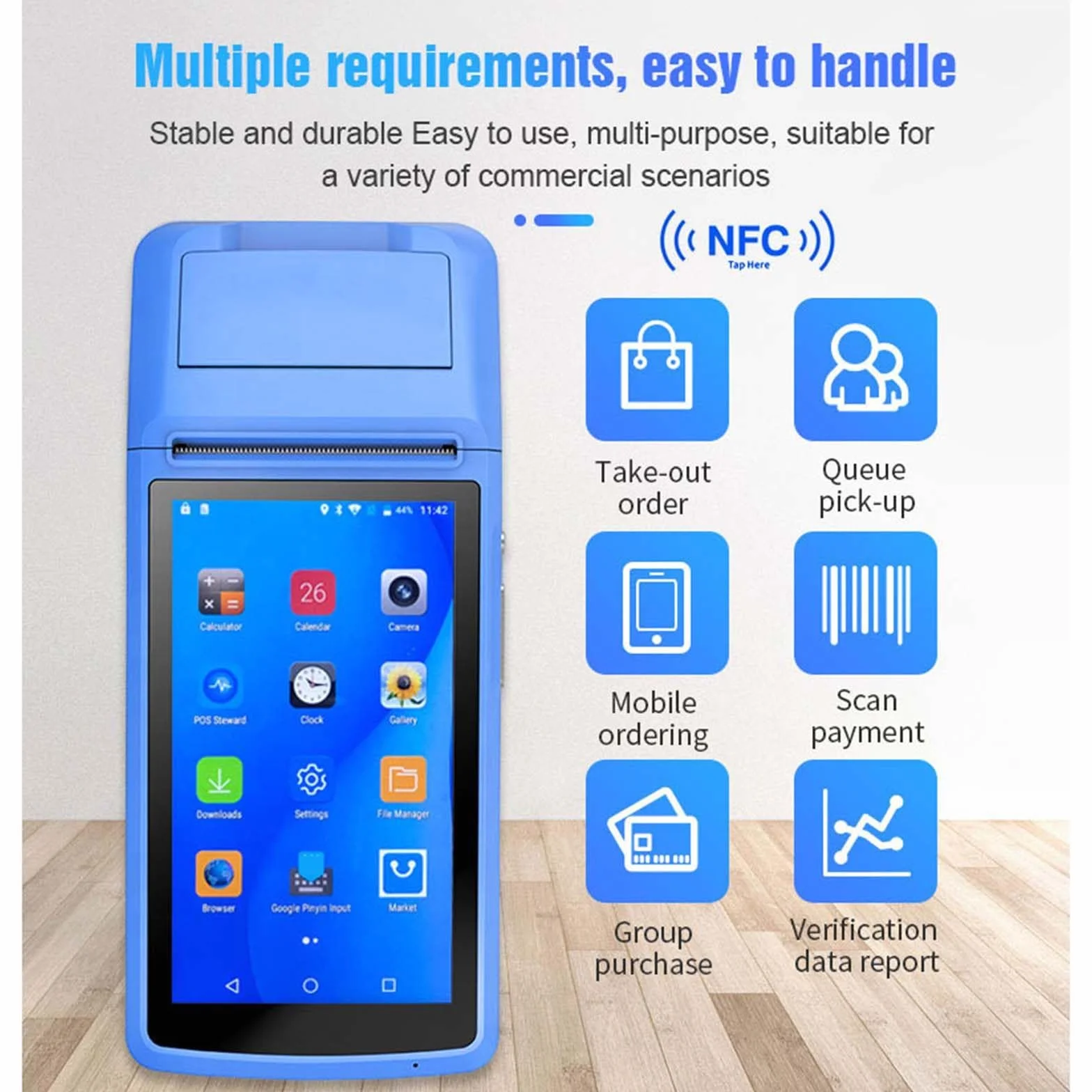 Registratore di Cassa Portatile multilingue con ordinazione Wireless Registratore di Cassa Portatile con Stampante POS Bluetooth