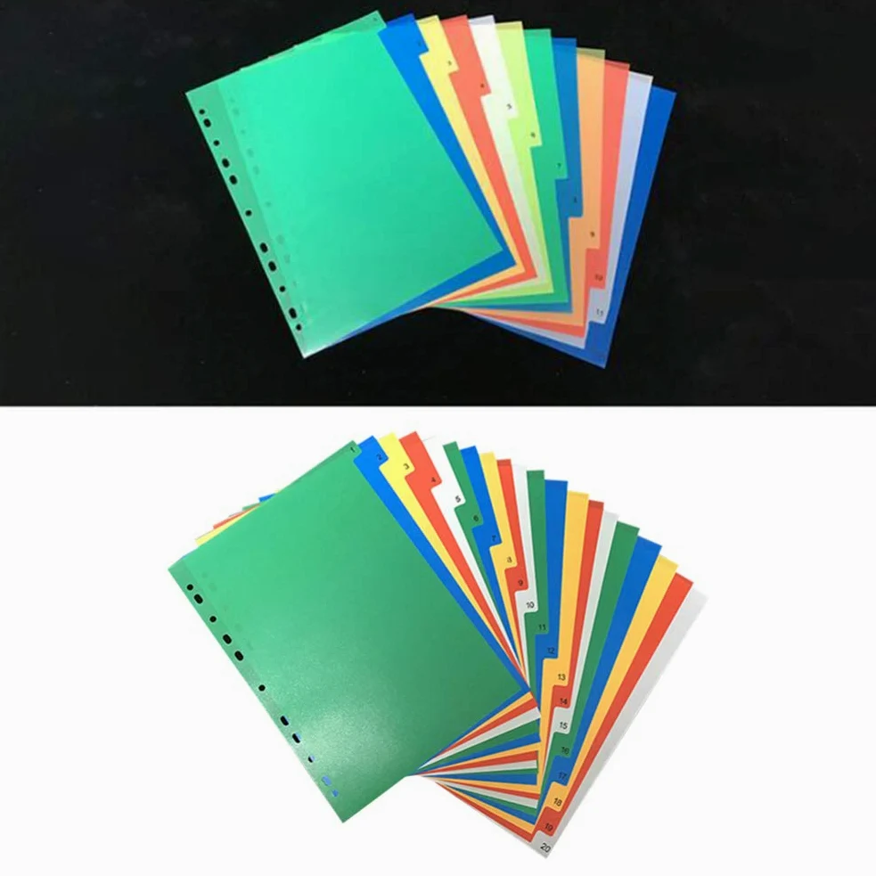 NUOBESTY 40Pcs A4 Divisori per Indice Raccoglitore Pagina di Indice Inseribile Schede per Raccoglitori Colorati per Agenda Notebook Diario di Viaggio