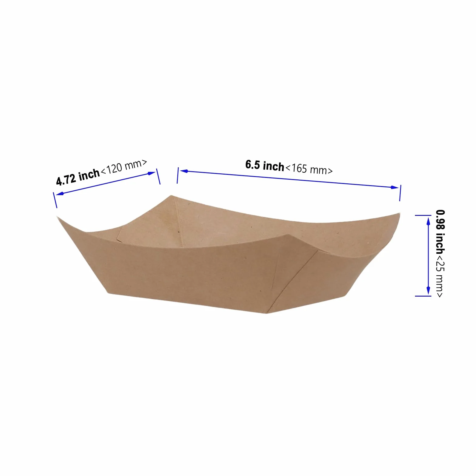 Ciotole in cartone Kraft 165 x 120 x 25 mm per patatine fritte snack finger food piatti rettangolari