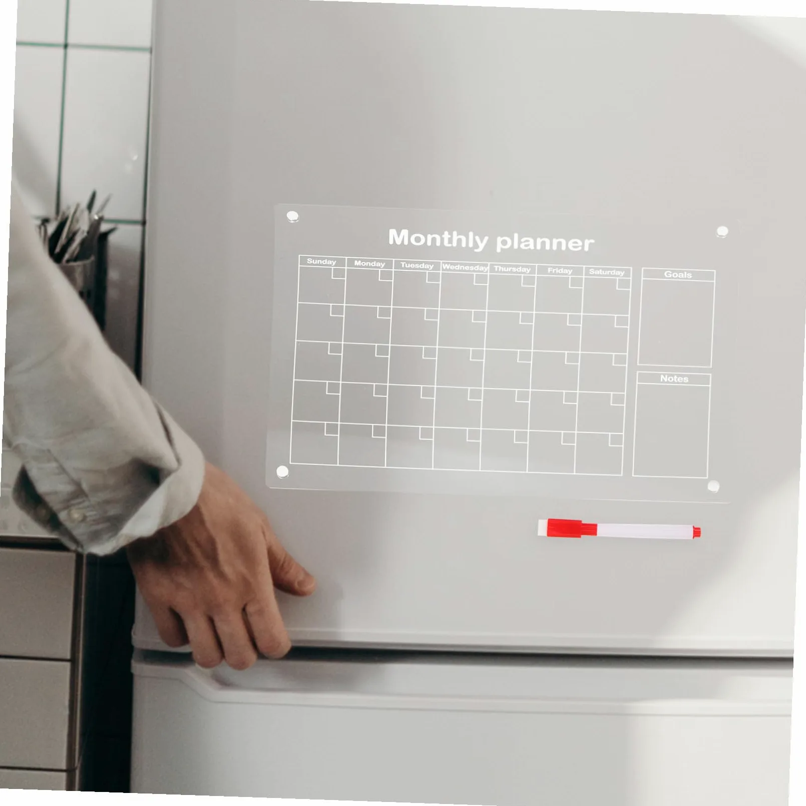 DOITOOL Calendario Mensile in Acrilico Magnetico Lavagna Cancellabile Secco Planner Giornaliero per Frigorifero per Appunti e Promemoria in Casa e Ufficio