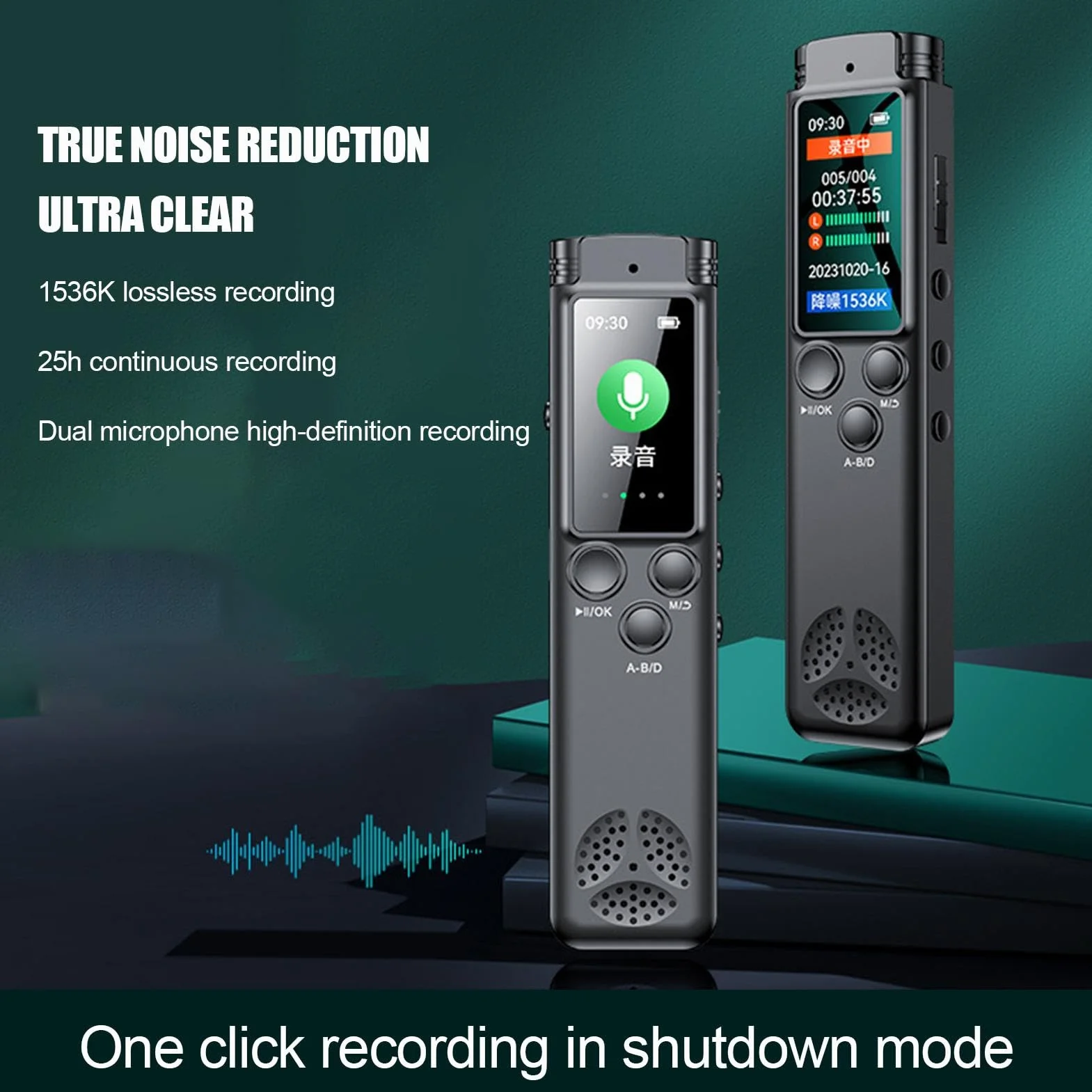 Recording Devices Meetings, HD Sound Capturer, Large Screen Recorder | Microfoni, Noise Reduction, (1 pezzo, Black), Ideal for Journalists, Student and Lawyers