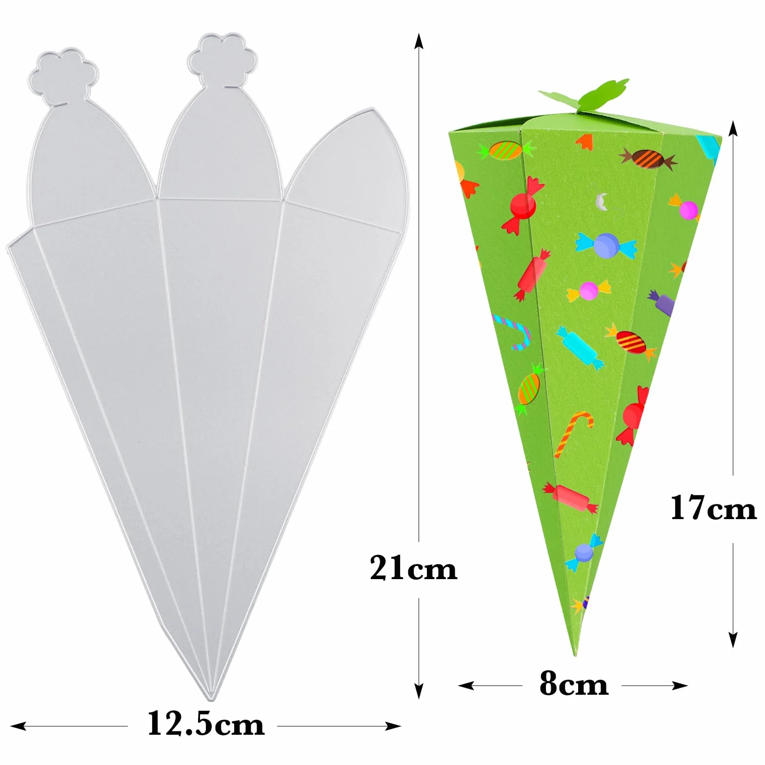 BETESSIN Fustelle Stencil Cutting Dies Scatola School Cone Compleanno Bomboniere Cono Artigianato
