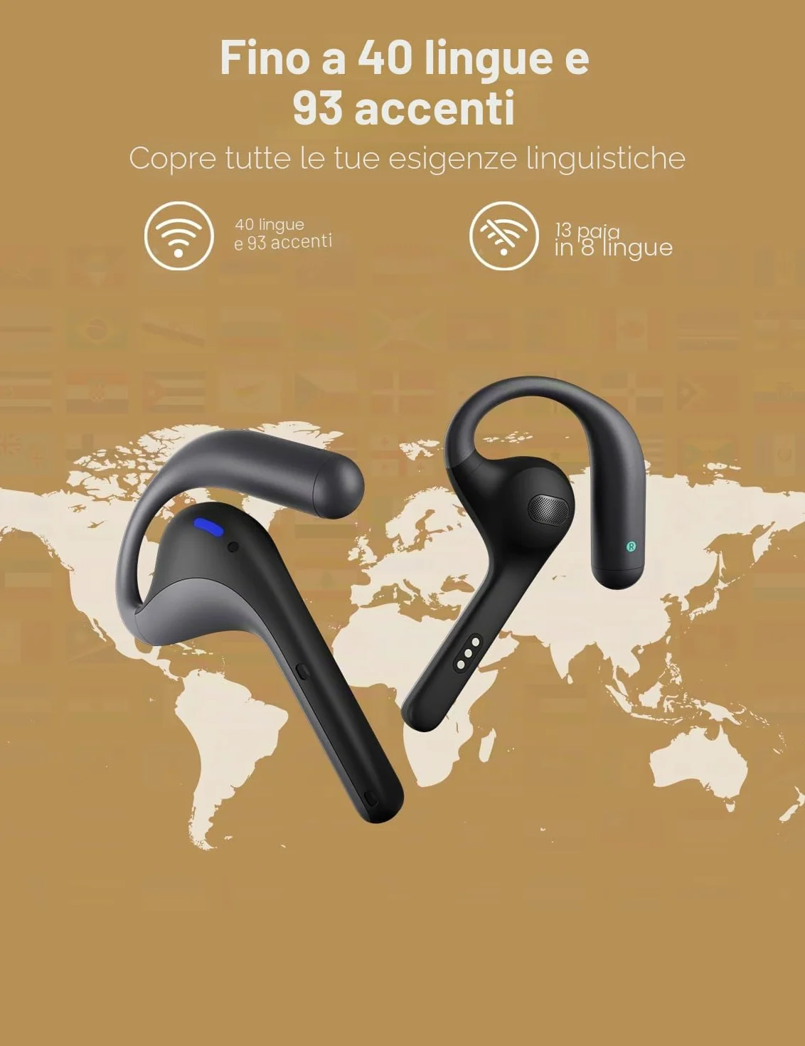 Timekettle W4 Pro AI Interpreter Earbuds, traduction simultanée bidirectionnelle, appareil de traduction prenant en charge 40 langues, écouteurs de traduction pour les appels vidéo et téléphoniques