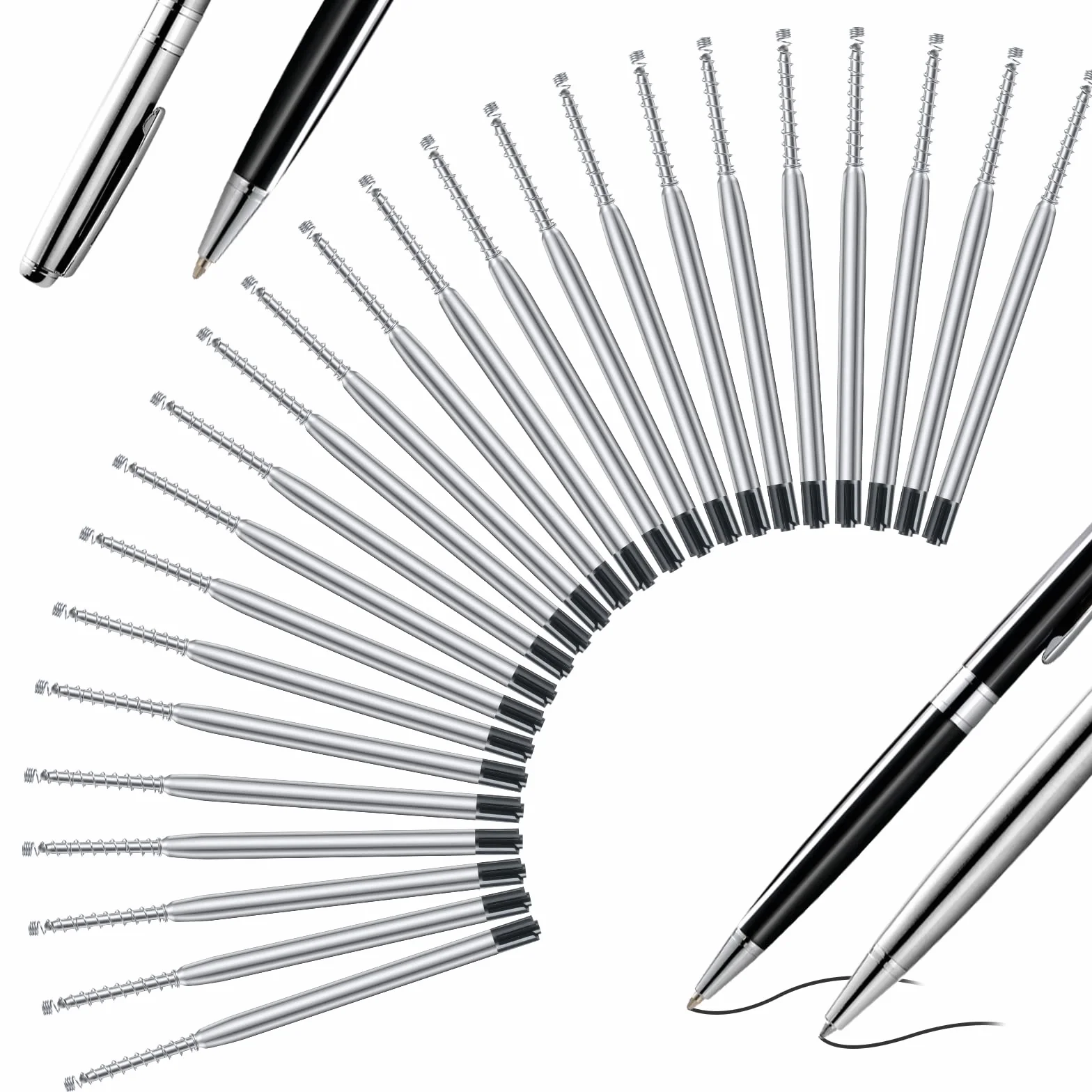 Set di Ricariche per Penne Parker, 24 Pezzi, Refill Penna a Sfera, 0,5 mm Punta Media (Nero)