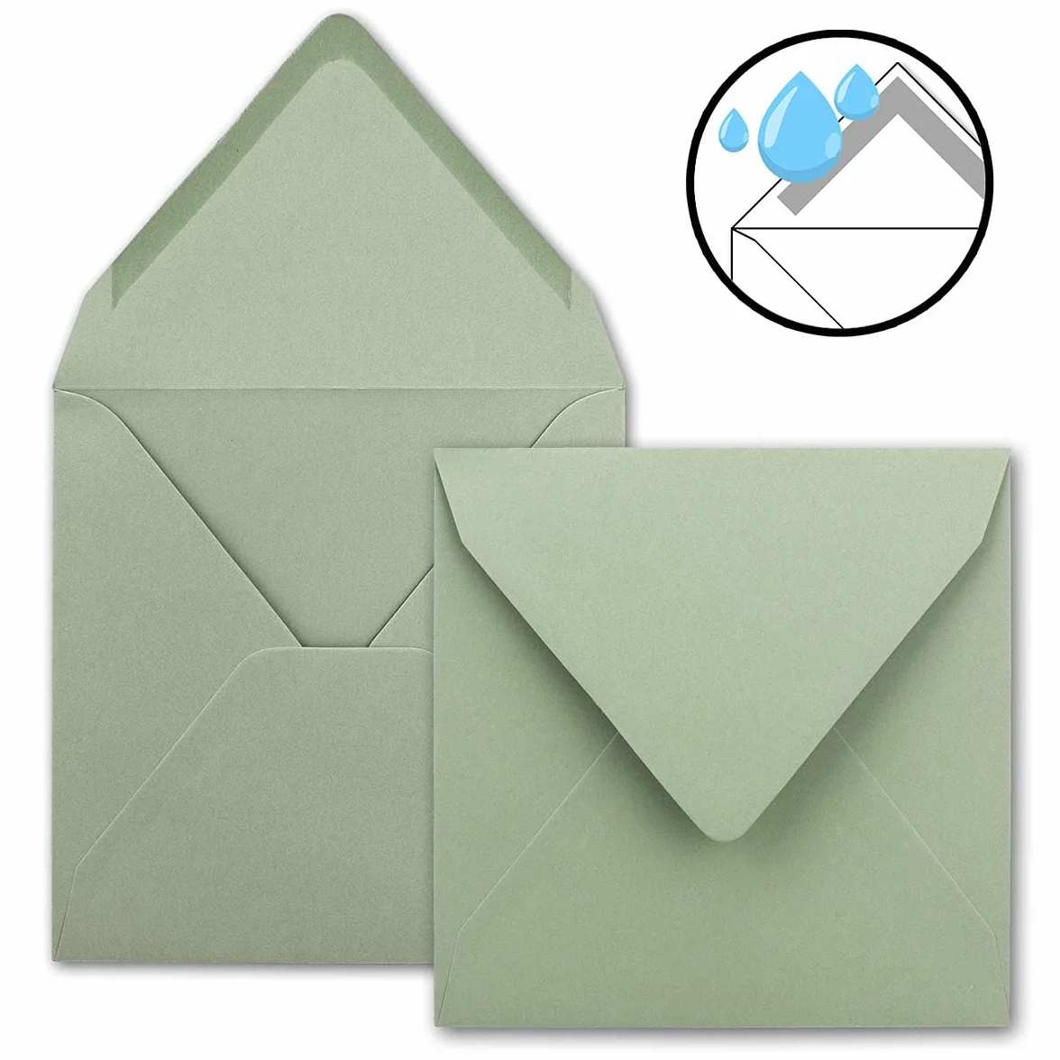Buste quadrate in eucalipto verde 15,5 x 15,5 cm 110 g/m² con colla umida - Serie FarbenFroh