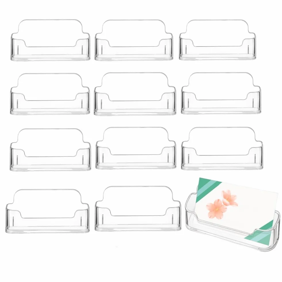 Porta Biglietti da Visita in Acrilico Trasparente 12 Pcs per Scrivania e Ufficio