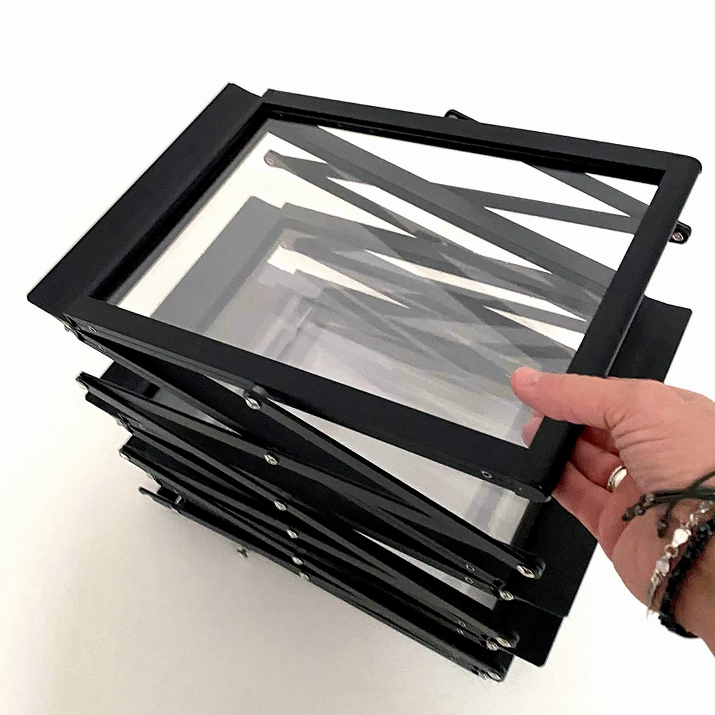 DisplayLager - Espositore per brochure, pieghevole, con valigetta in alluminio, formato verticale (Argento, A4)