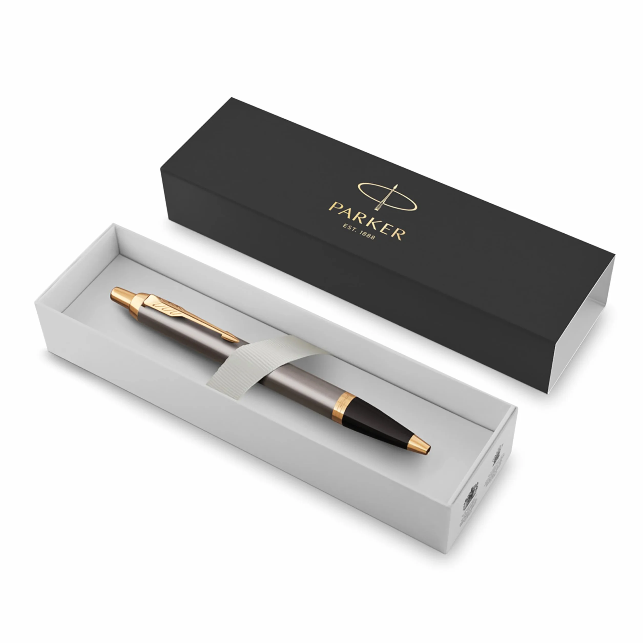Parker IM Penna a Sfera Laccatura Grigia Pennino Dorato Punta Media Ricarica Inchiostro Blu