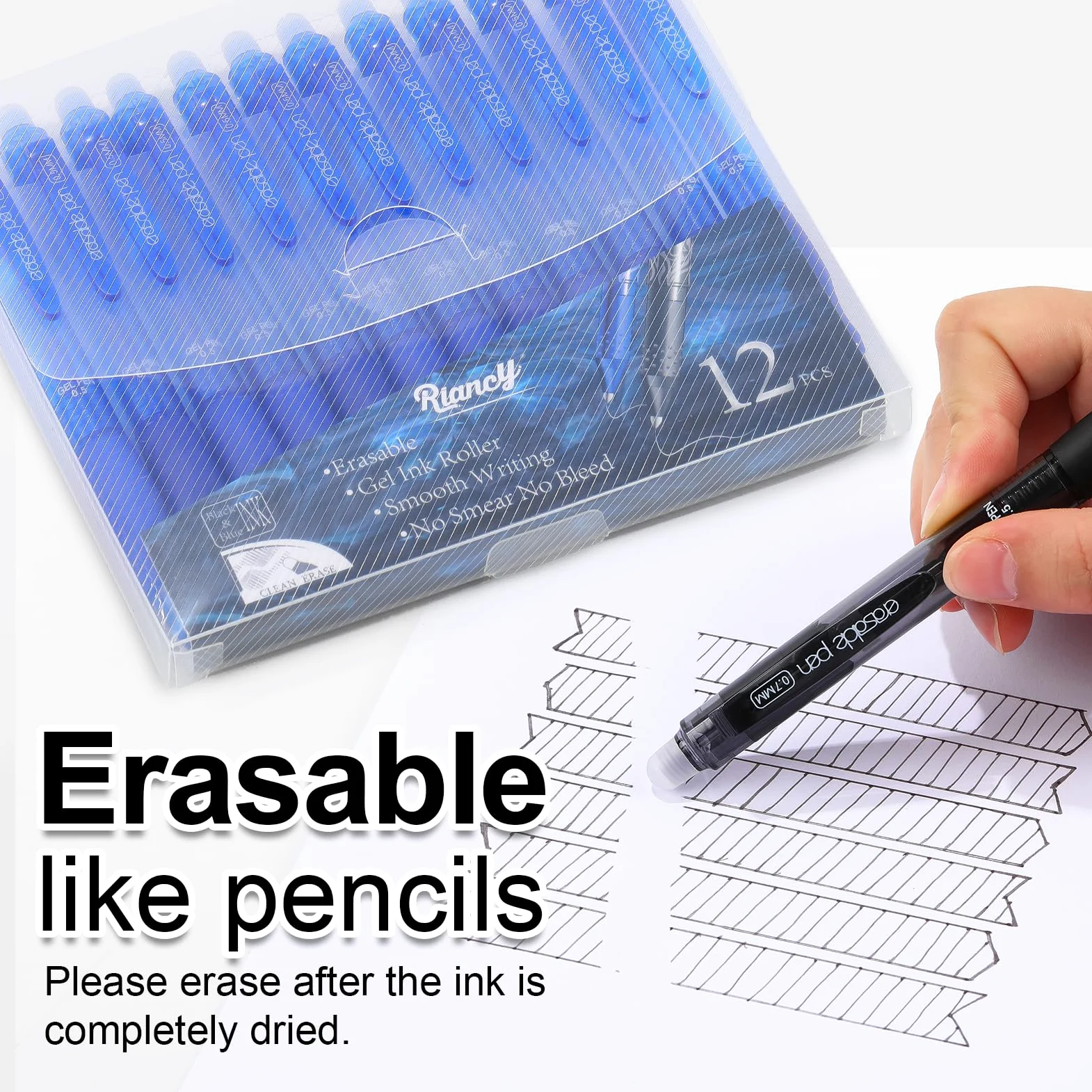 USUAL Penne gel cancellabili colorate cancellabili, punta fine da 0,5 mm, penne cancellabili per far scomparire gli errori, penne gel cancellabili retrattili per disegno, scrittura, scuola ufficio