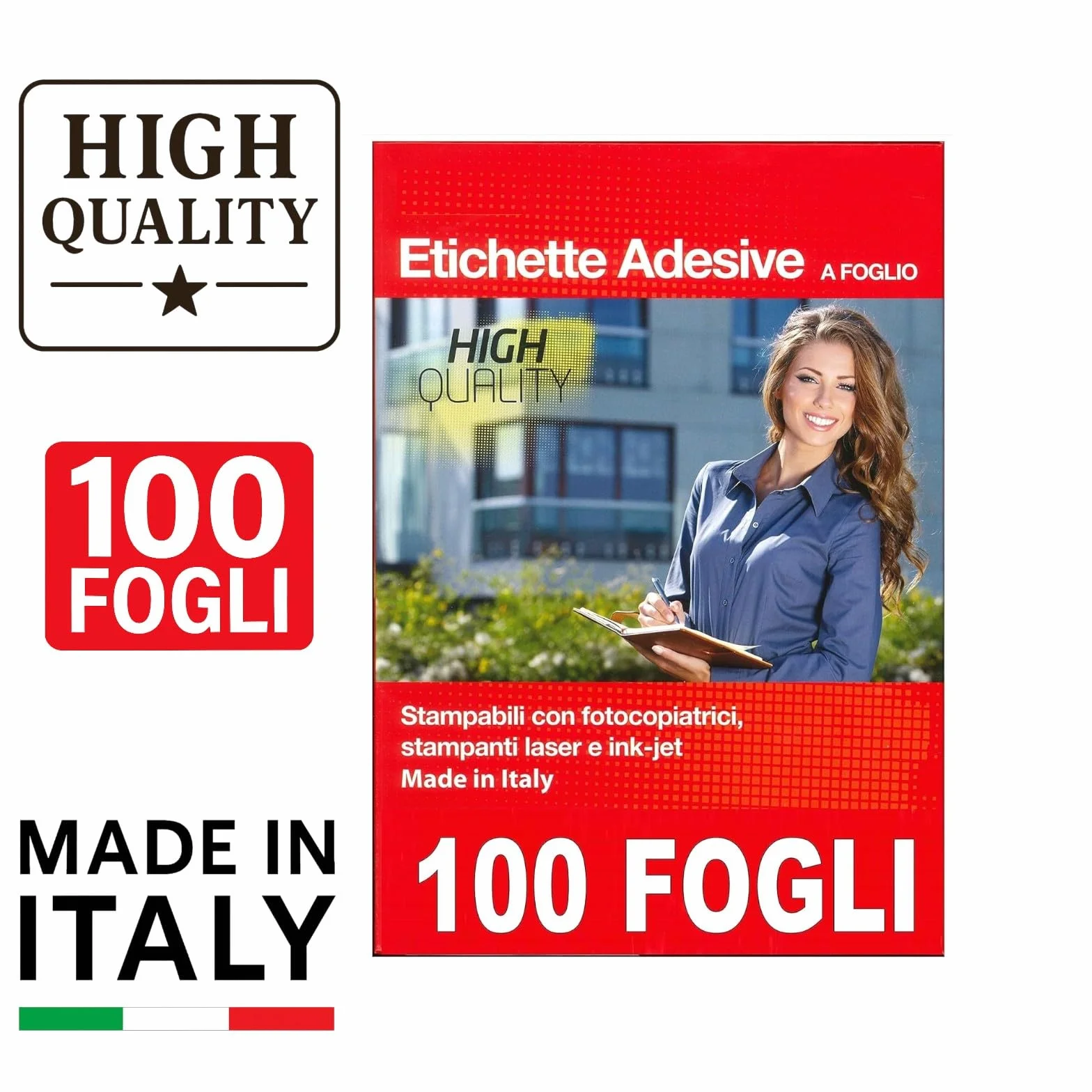 Carta Adesiva Bianca A4 per Stampanti Ink Jet e Laser 100 Fogli