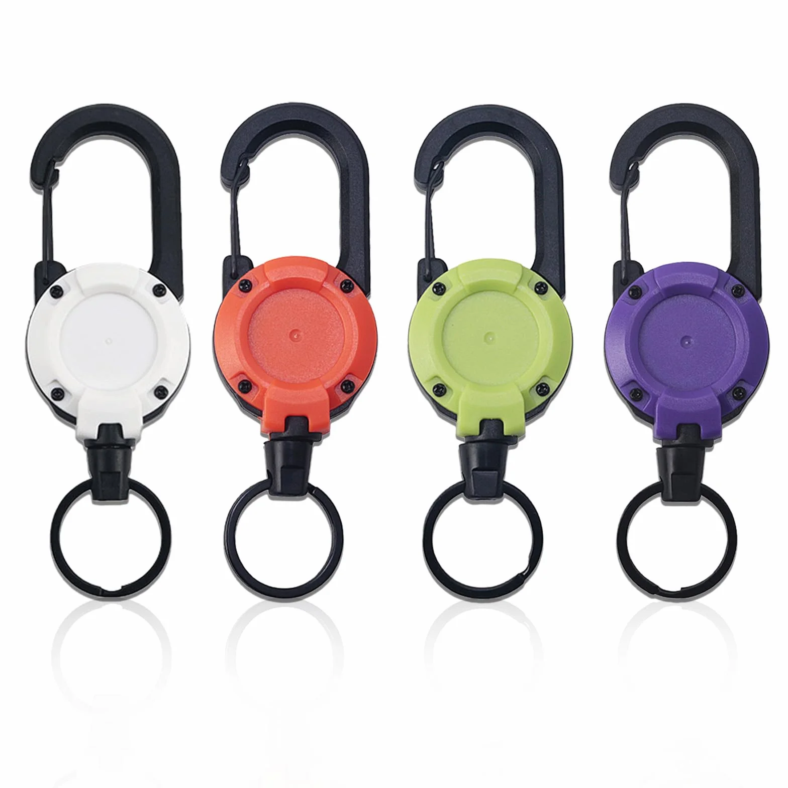 Portachiavi Retrattile Allungabile 64cm Cavo Acciaio, Porta Badge con Moschettone per Carte Identità Chiavi