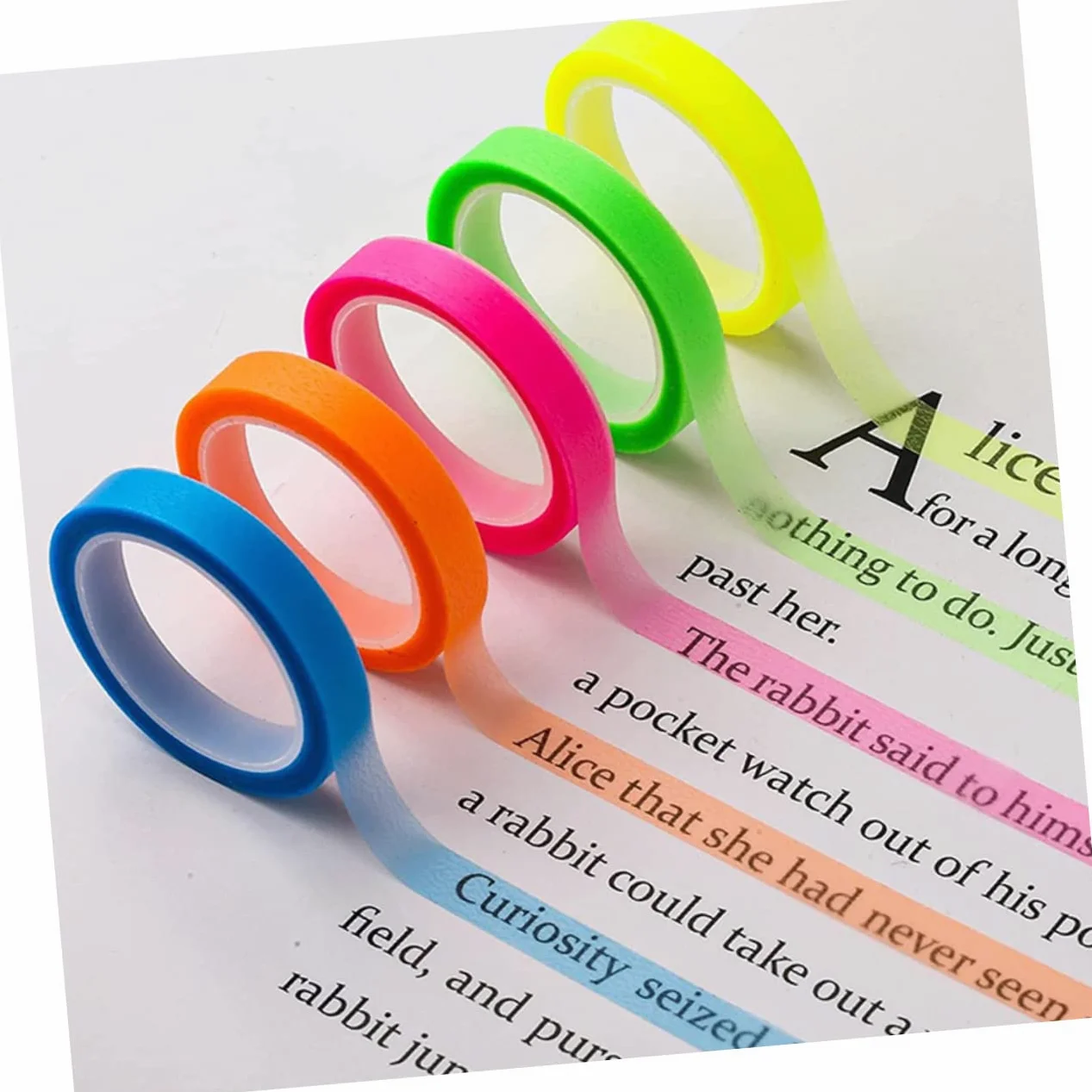 100rotoli Linguette Adesive Trasparenti Evidenziatore Multi- Per e Segnapagina Per Scuola Ognuno