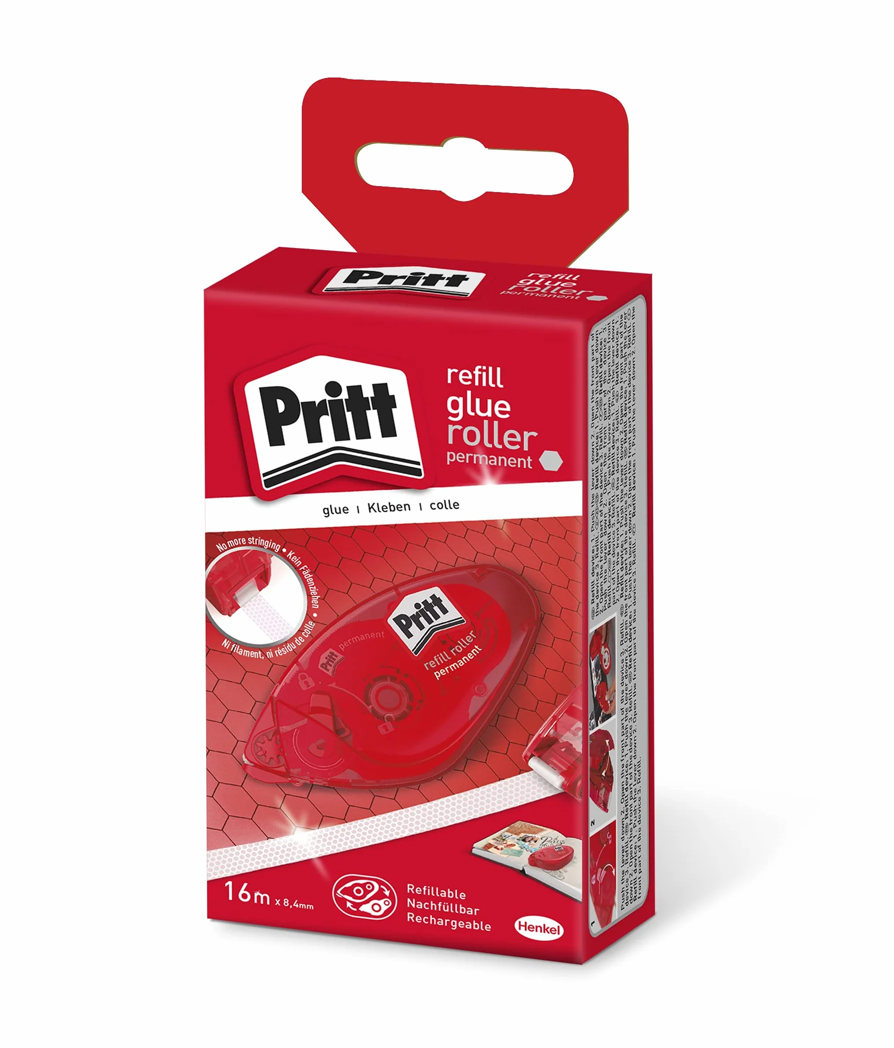 Pritt zrrph colla Roller Refill, permanente, Band lunghezza: 16 m, larghezza di banda: 8.4 mm, 5 pezzi
