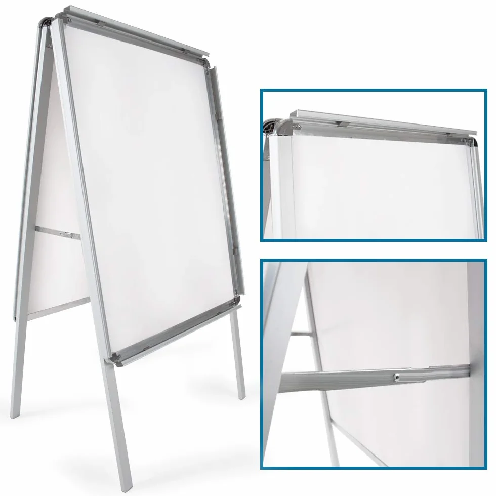 tectake® Cavalletto Espositore Pubblicitario A1, In Alluminio, per Interno ed Esterno, Portacartelloni Bifacciale, Adatto per Poster DIN A1, 2 Fogli Protettivi Contro Sporco e Intemperie, 64x65x118 cm
