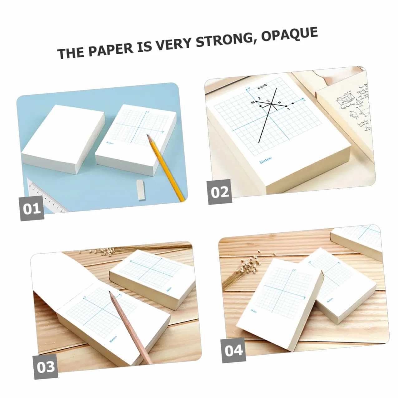 Housoutil 3 Pezzi Libro di esercizi di numeri disegno Taccuino alto matematica classe schede indice della griglia fogli sciolti di carta millimetrata scheda indice blocco note grafico bianca
