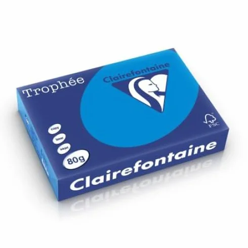 Clairefontaine Trophée 1781C carta colorata A4 80 g/m2 confezione 5 risme 2500 fogli turchese
