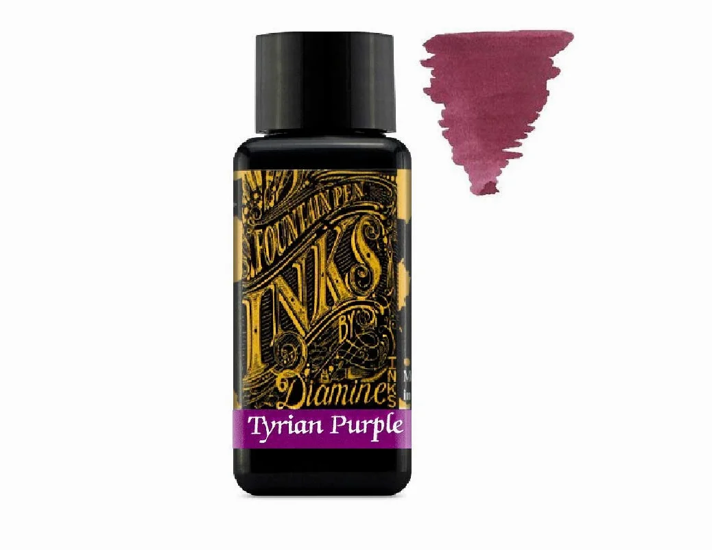 Diamine Inchiostro Per Penna Stilografica 30ml - Ruota dei Colori - 6 x Bottiglie - Tyrian Purple, Flamingo Pink, Earl Grey, Spring Green, Eau de Nil, Ancient Copper