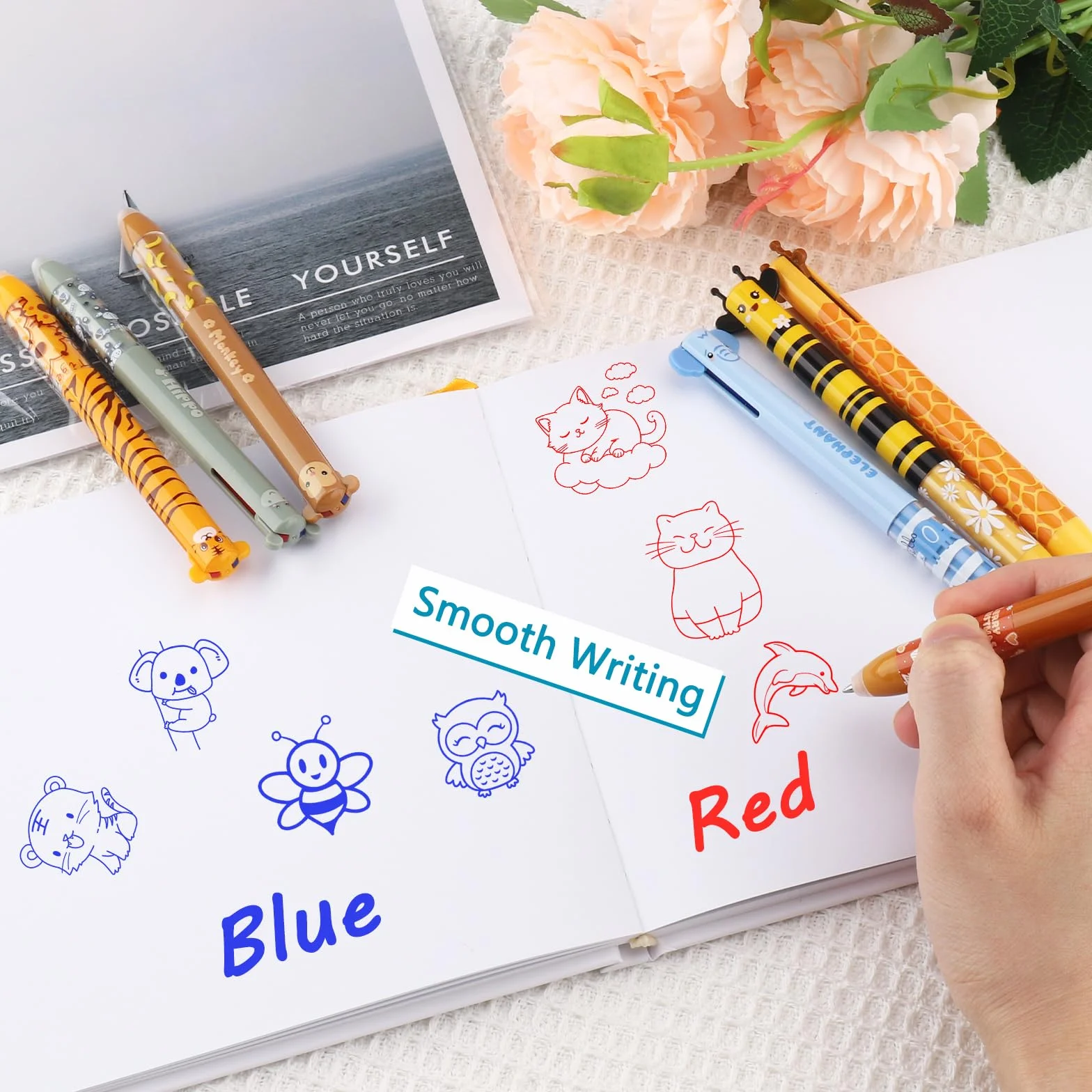 Penna Cancellabile 0,5 mm 12 Pezzi Rosso Blu per Scuola Ufficio