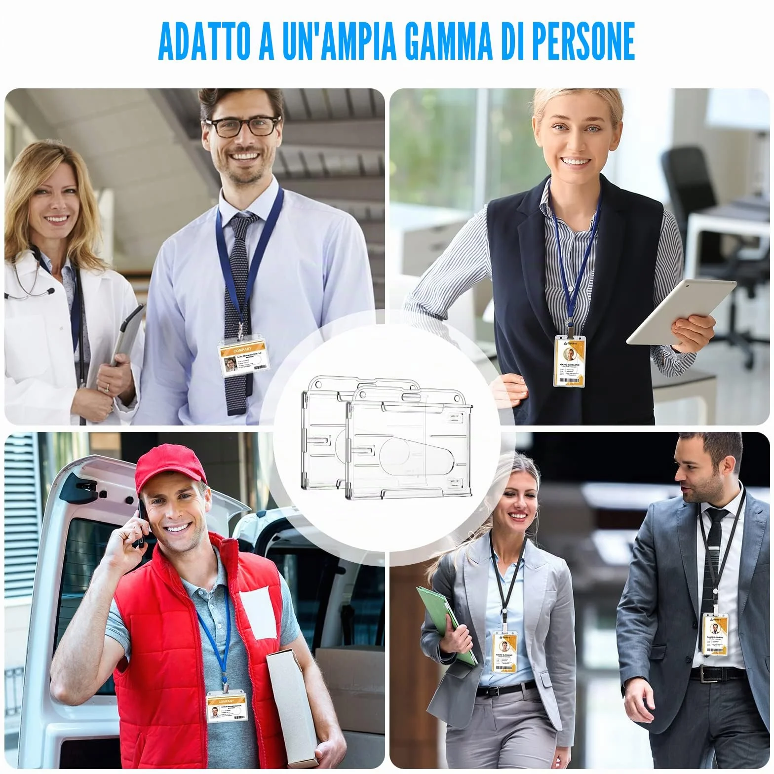 Vicloon Porta Badge 2Pcs Plastica Rigida Trasparente Porta Carte di Credito con Slot per Pollice